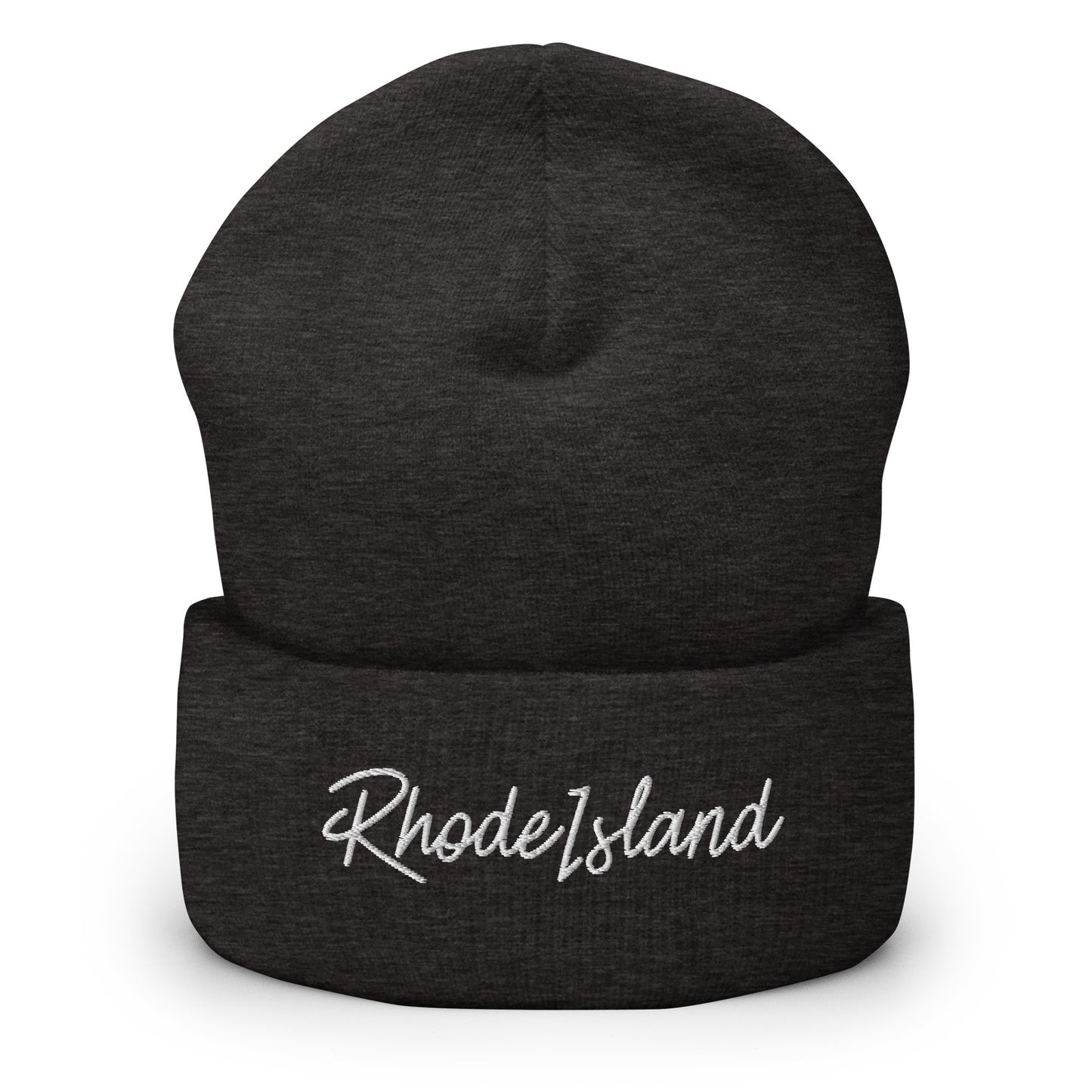 Rhode Island Retro Script Cuffed Beanie Hat