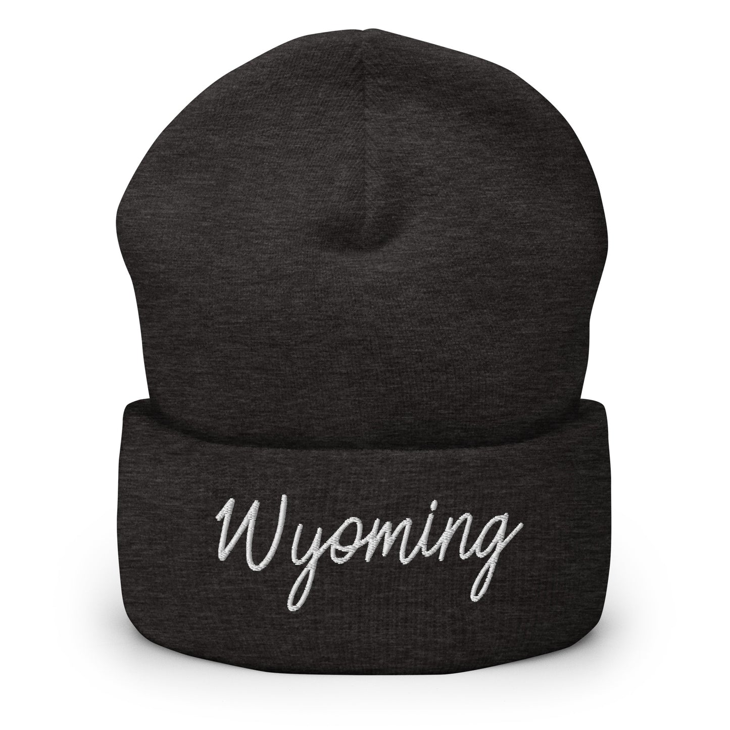 Wyoming Retro Script Cuffed Beanie Hat