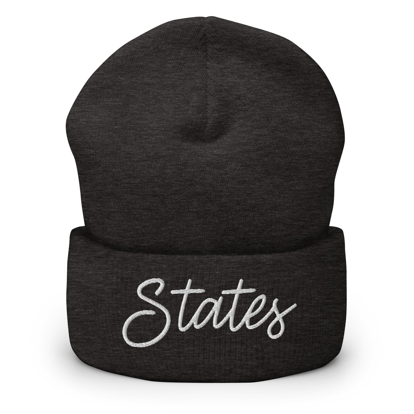 United States USA "States" Retro Script Cuffed Beanie Hat