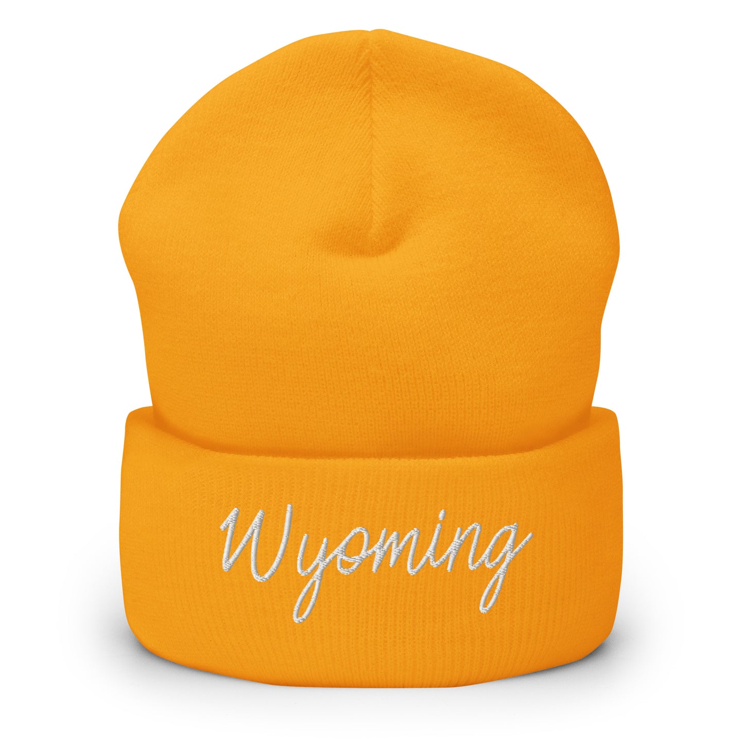 Wyoming Retro Script Cuffed Beanie Hat