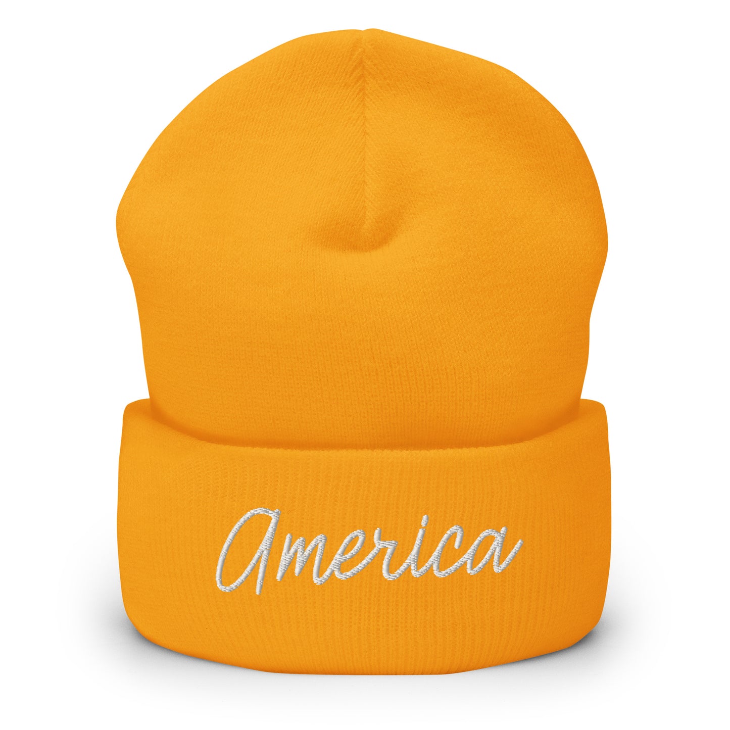 United States USA "America" Retro Script Cuffed Beanie Hat