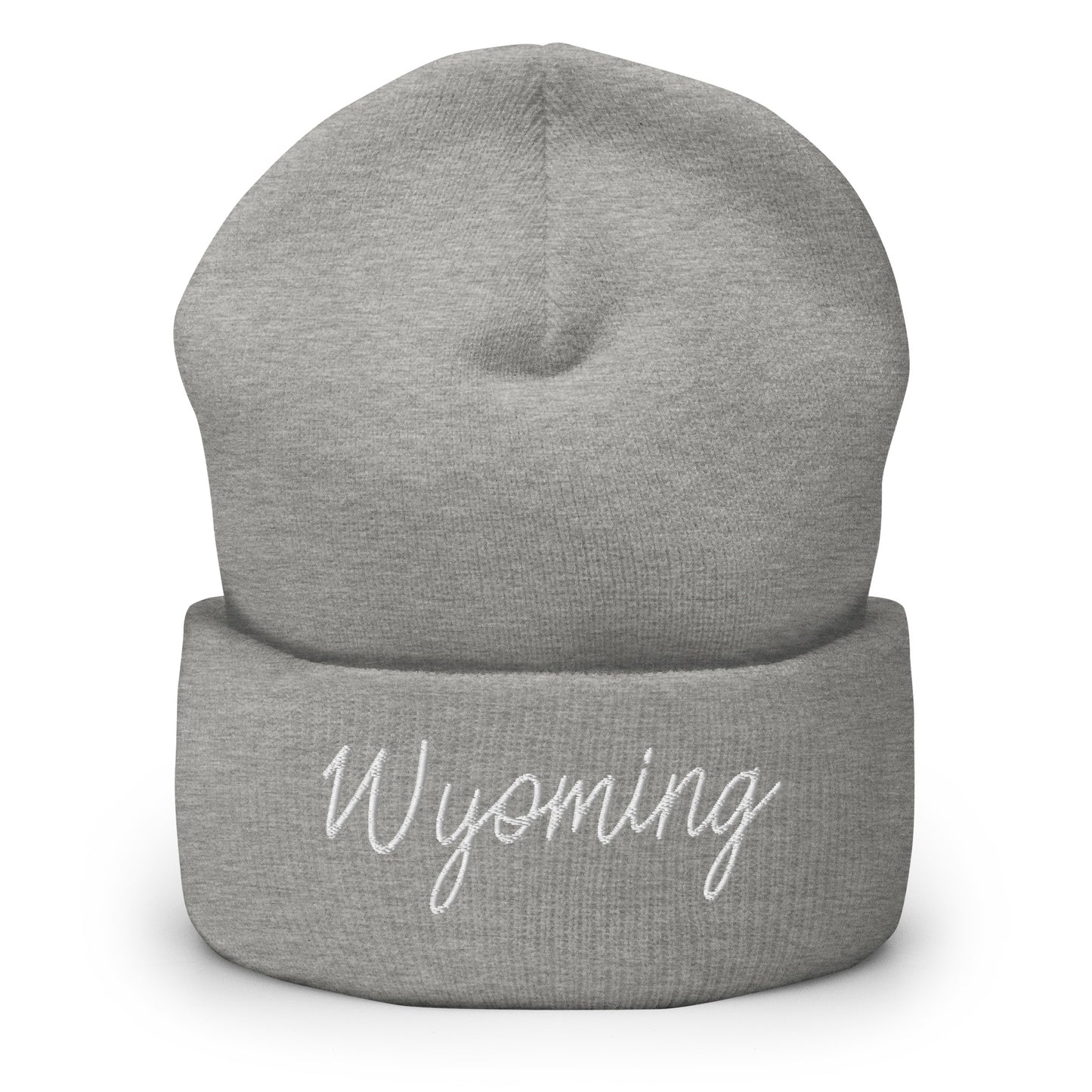 Wyoming Retro Script Cuffed Beanie Hat