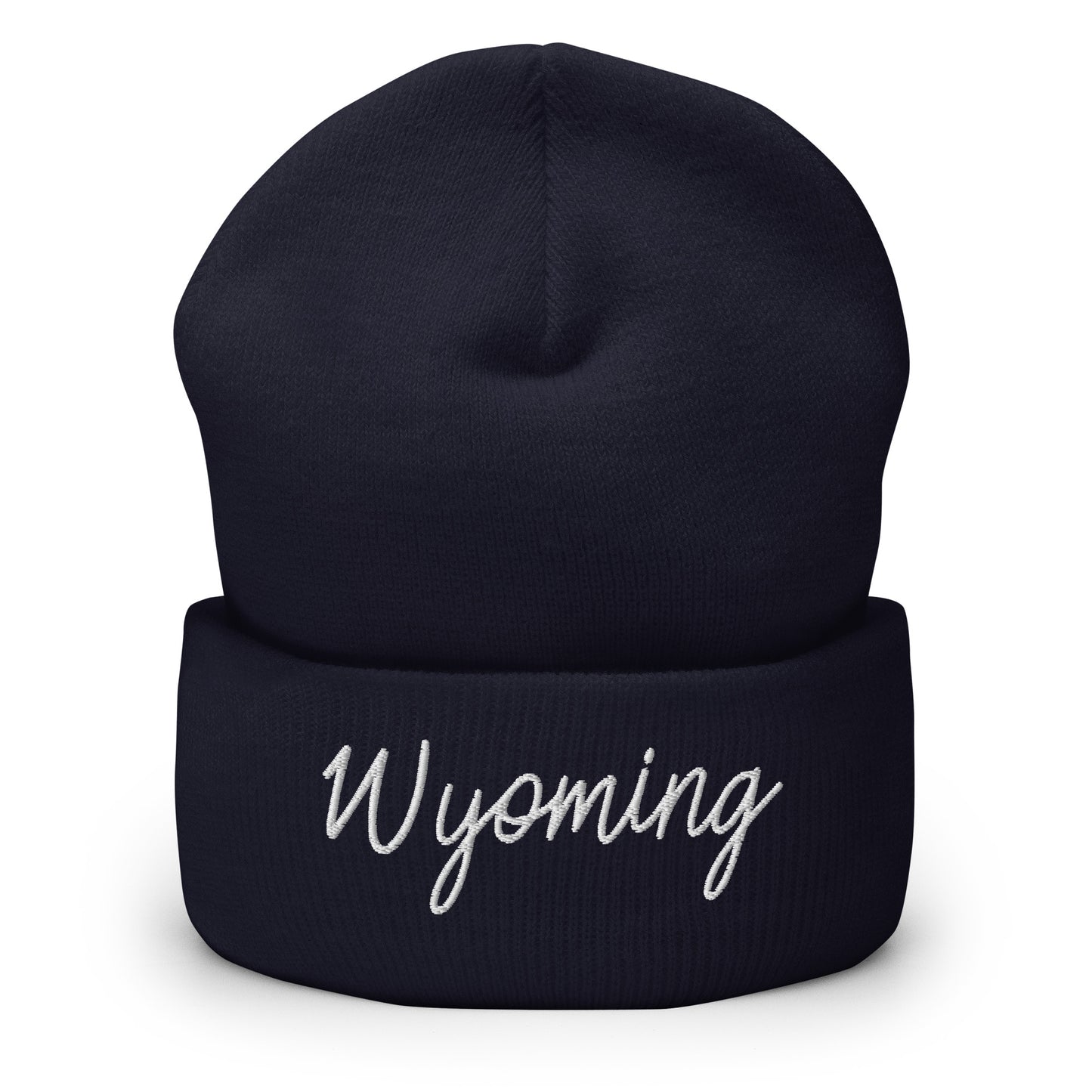 Wyoming Retro Script Cuffed Beanie Hat