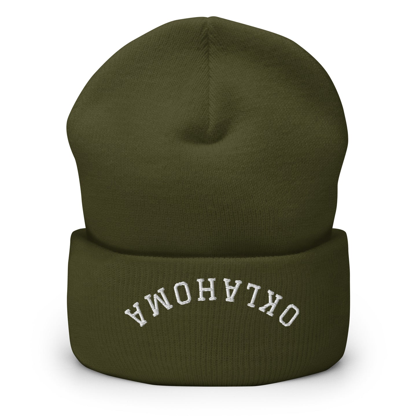 Oklahoma Upside Down Arch Cuffed Beanie Hat