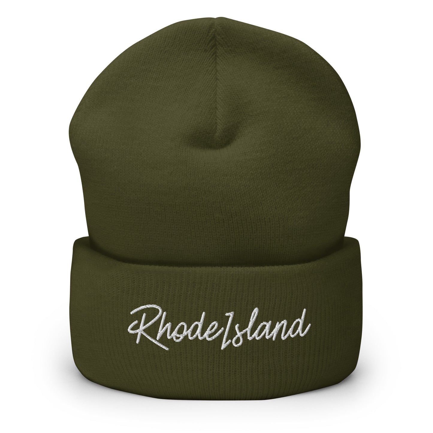 Rhode Island Retro Script Cuffed Beanie Hat