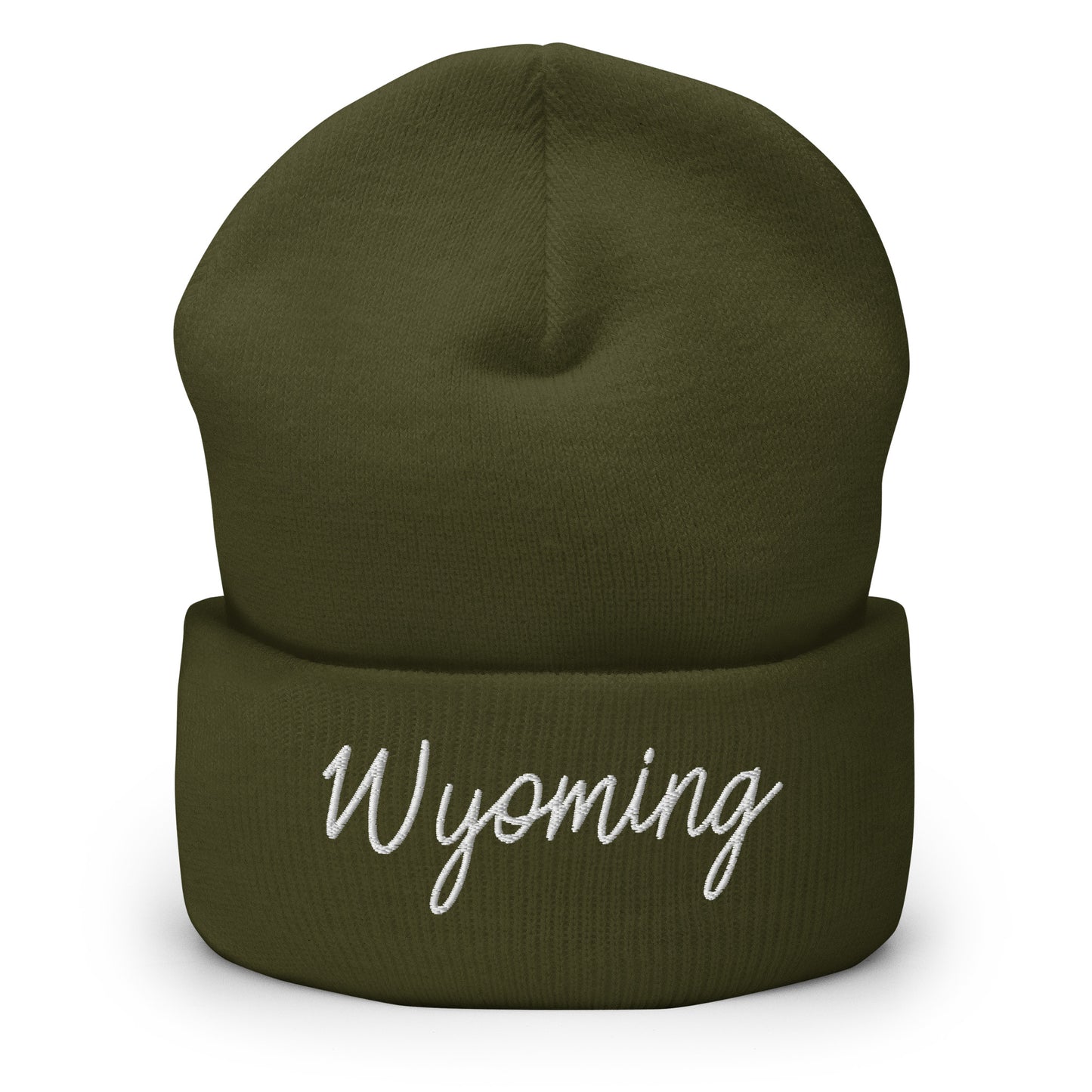 Wyoming Retro Script Cuffed Beanie Hat