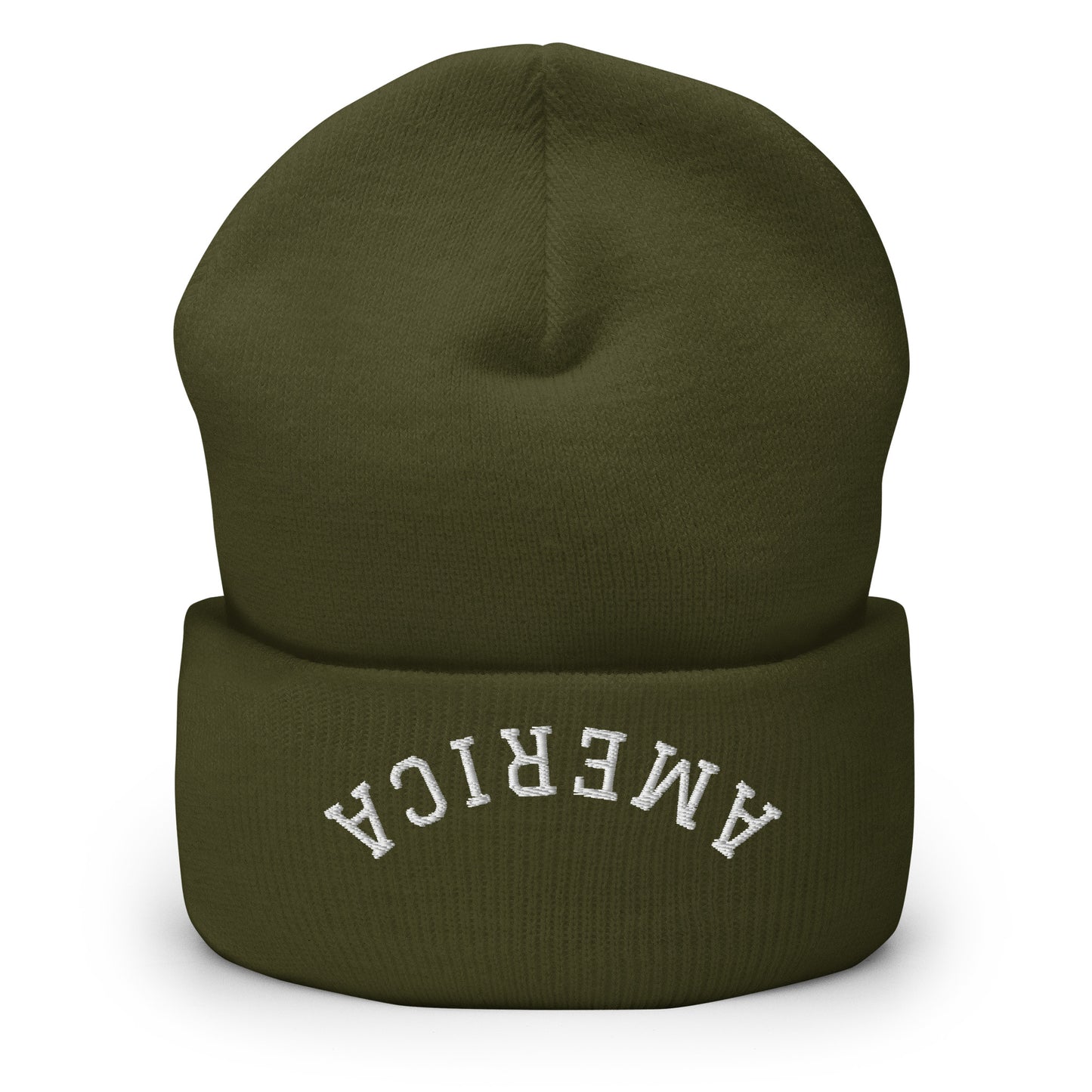 United States USA "America" Upside Down Arch Cuffed Beanie Hat