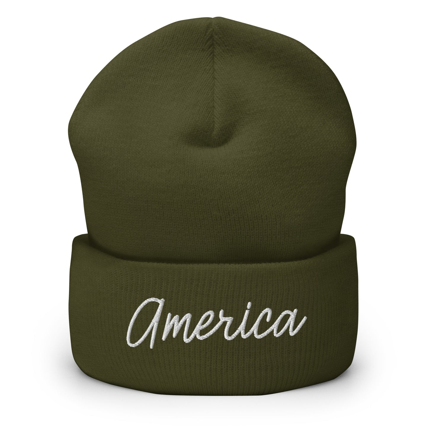 United States USA "America" Retro Script Cuffed Beanie Hat