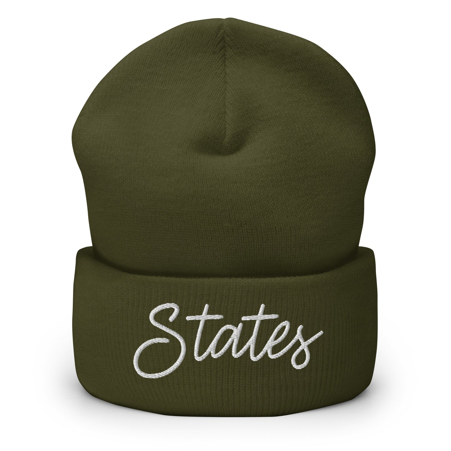 United States USA "States" Retro Script Cuffed Beanie Hat