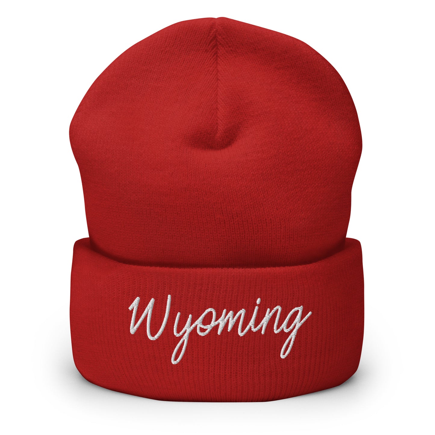 Wyoming Retro Script Cuffed Beanie Hat