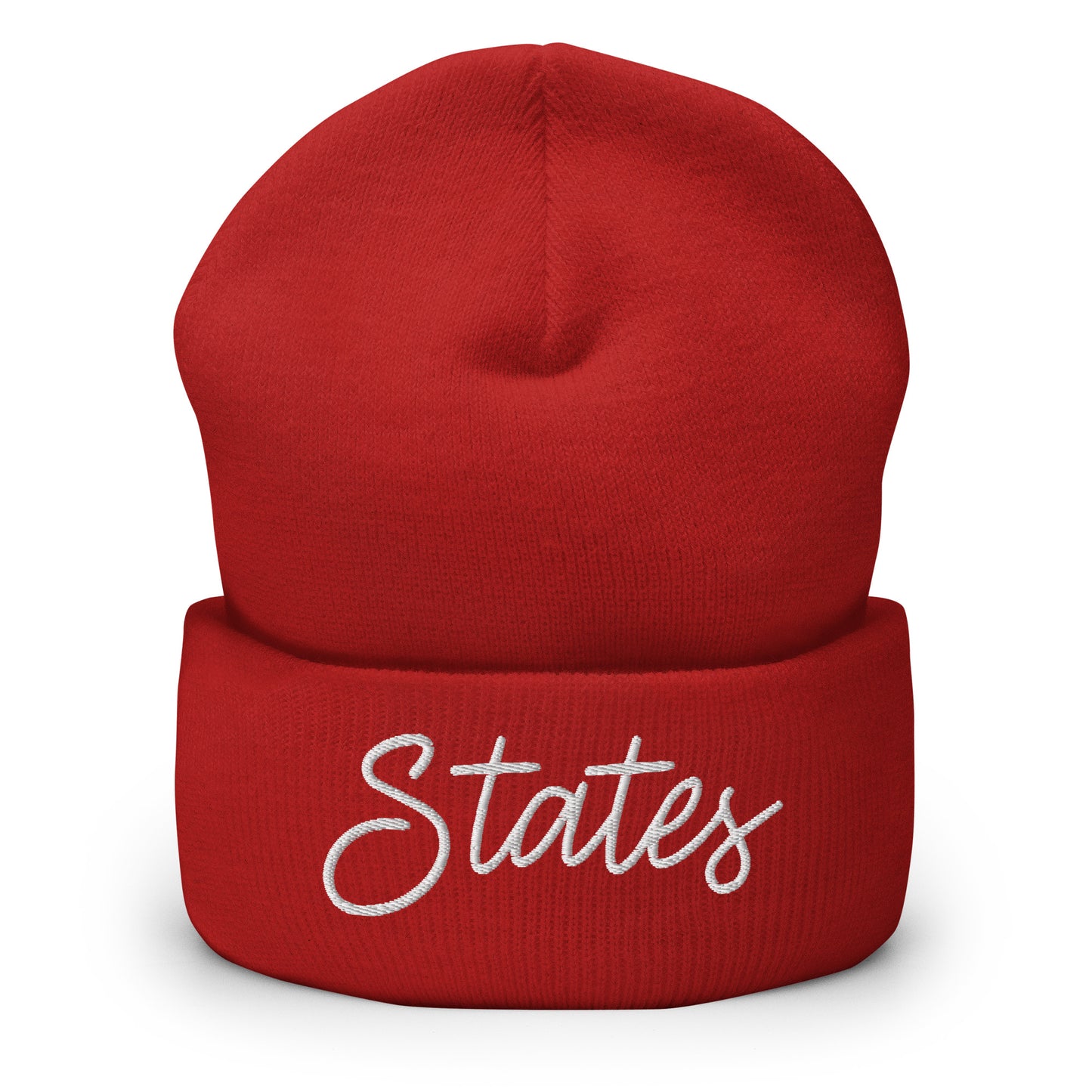 United States USA "States" Retro Script Cuffed Beanie Hat