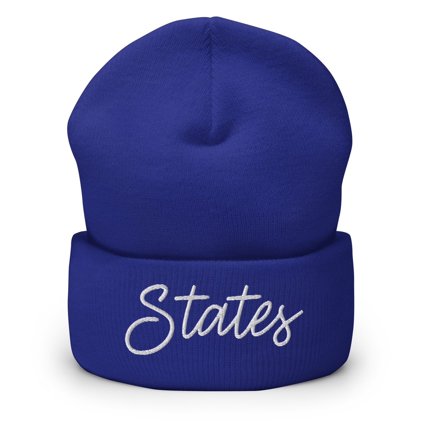 United States USA "States" Retro Script Cuffed Beanie Hat