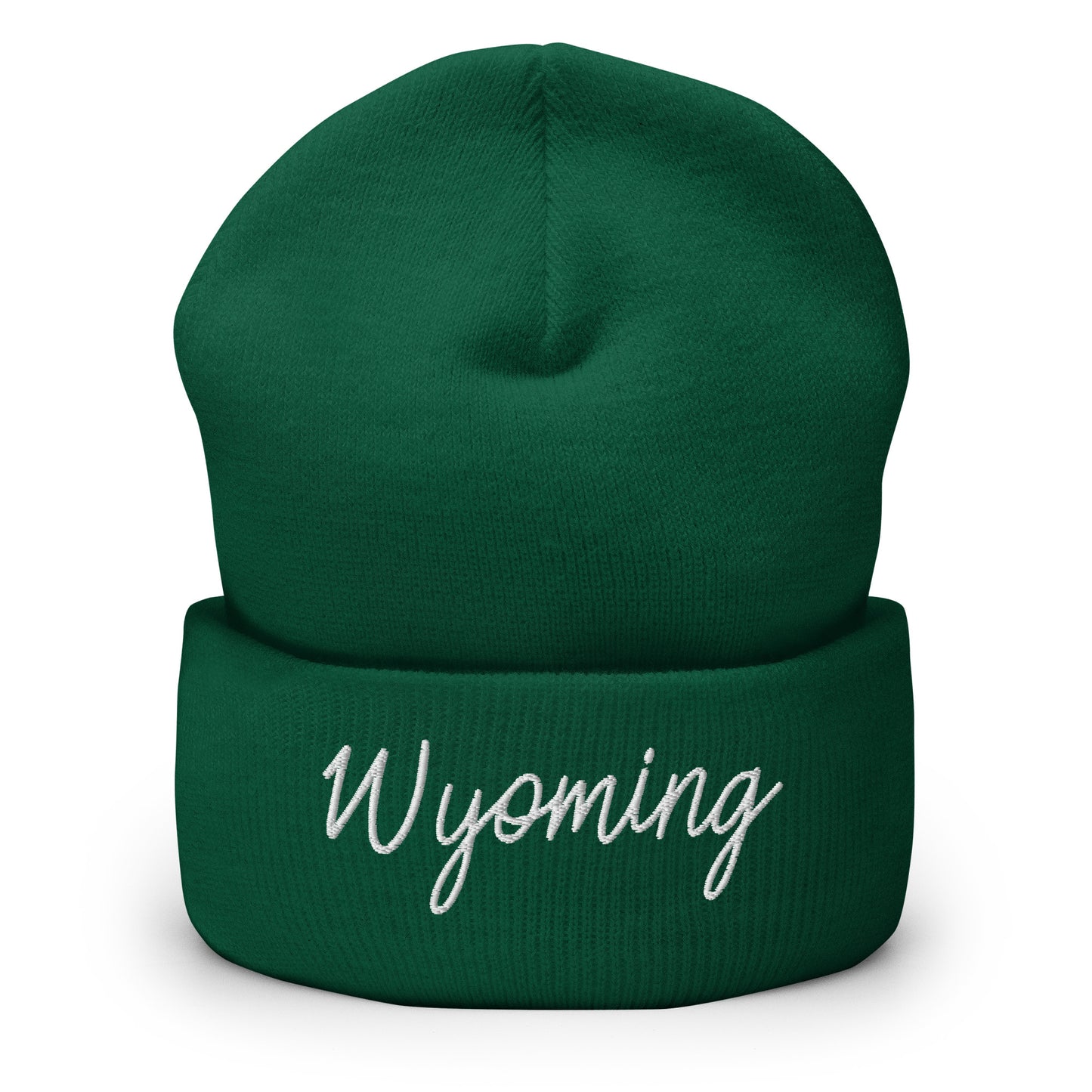 Wyoming Retro Script Cuffed Beanie Hat