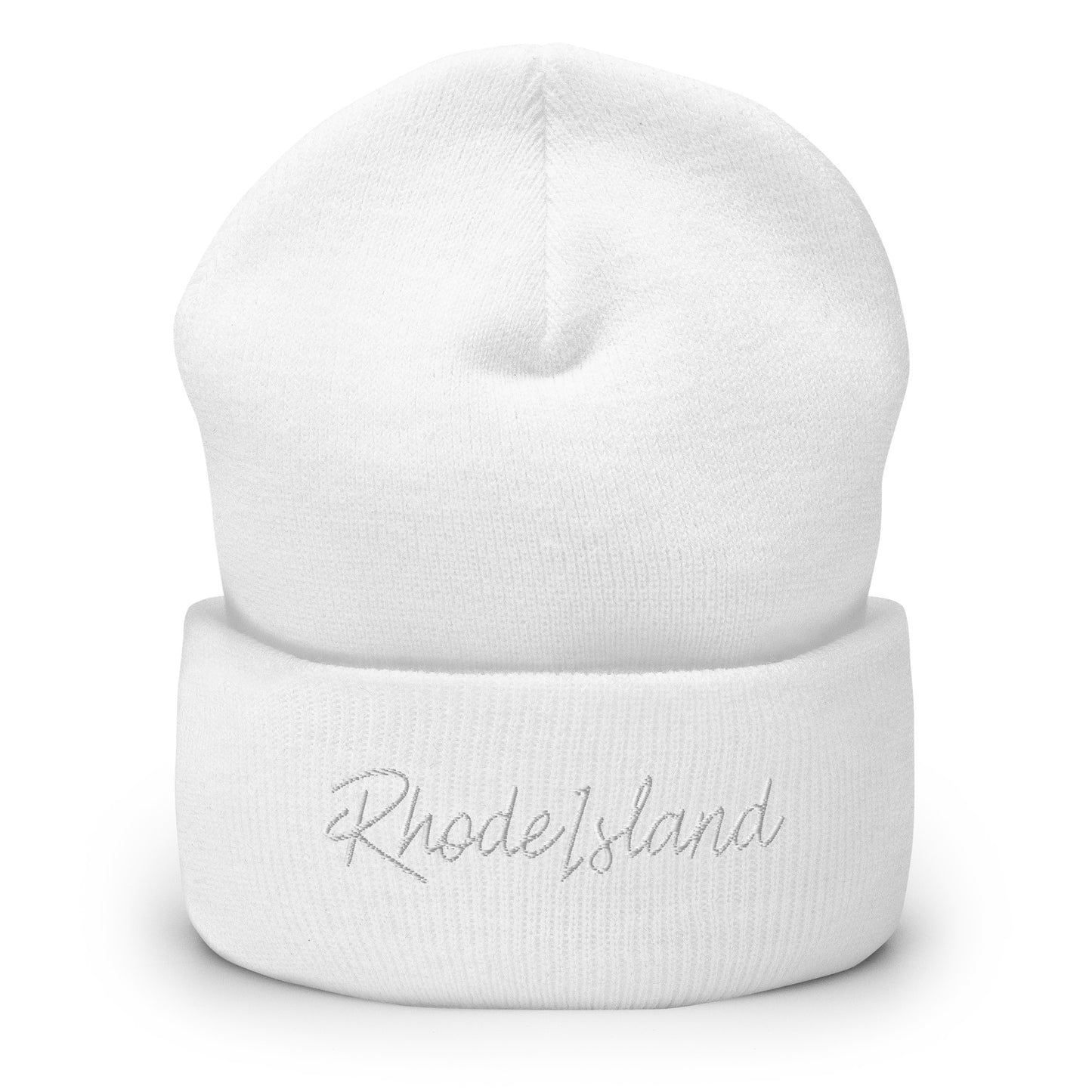 Rhode Island Retro Script Cuffed Beanie Hat