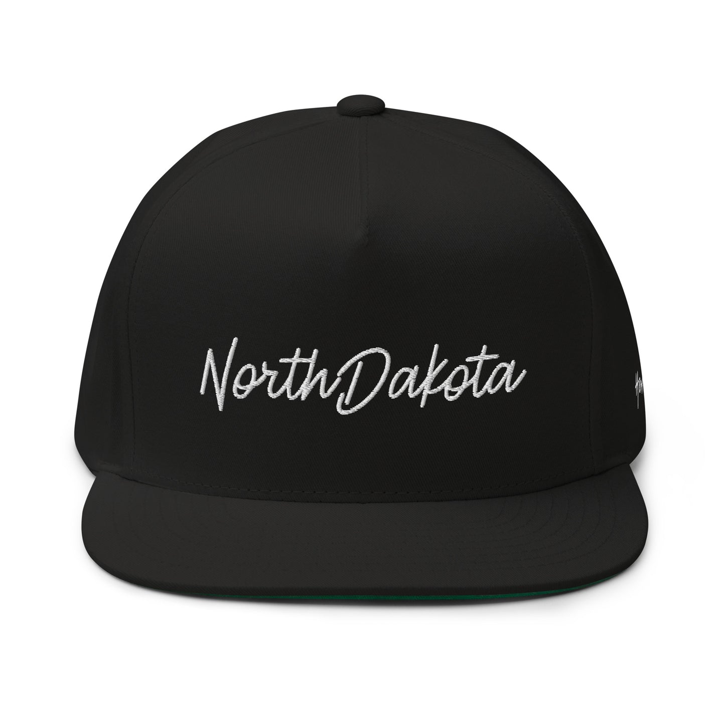 North Dakota Retro Script 5 Panel A-Frame Snapback Hat
