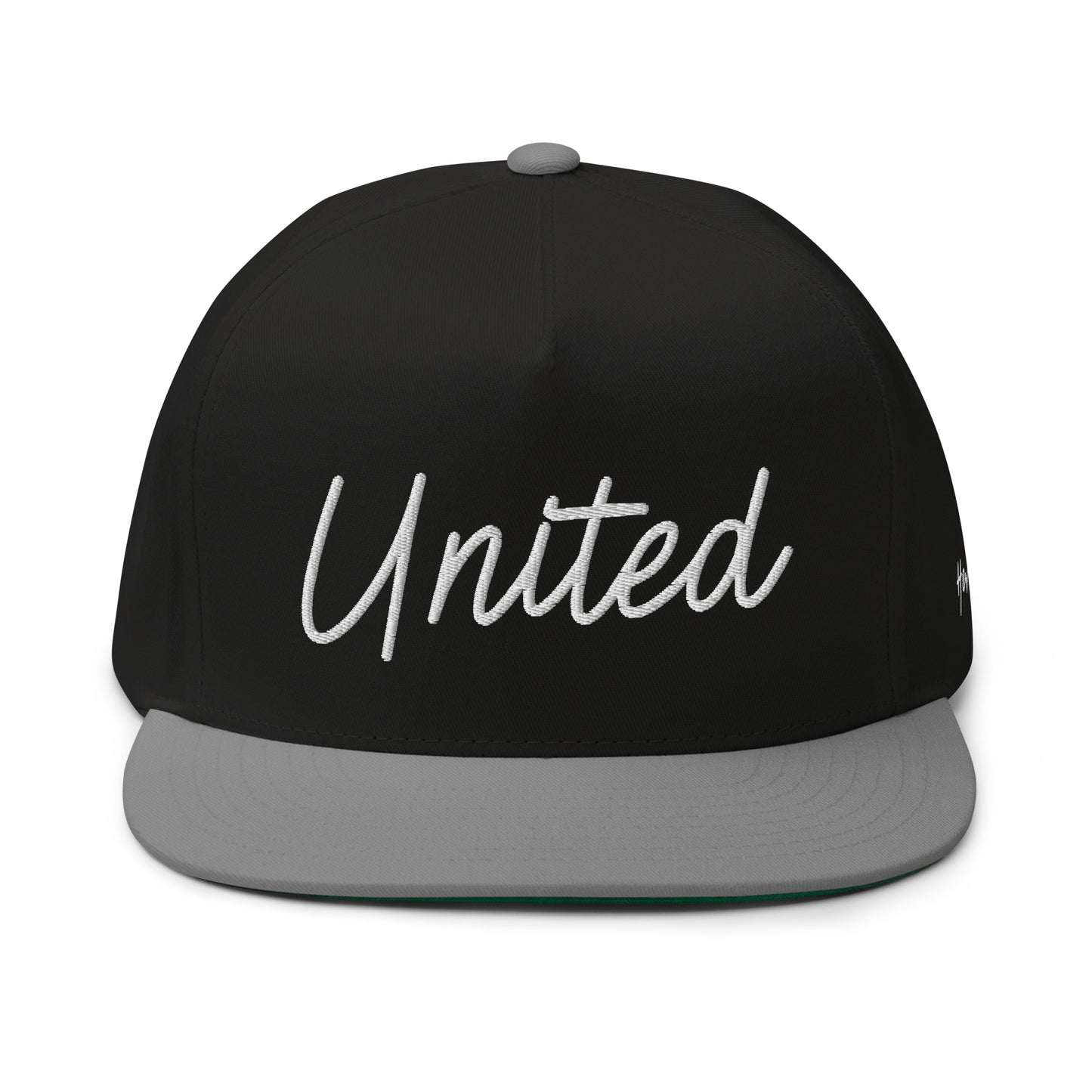 United States USA "United" Retro Script 5 Panel A-Frame Snapback Hat
