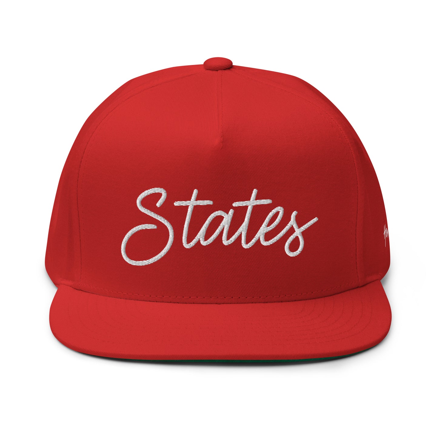 United States USA "States" Retro Script 5 Panel A-Frame Snapback Hat