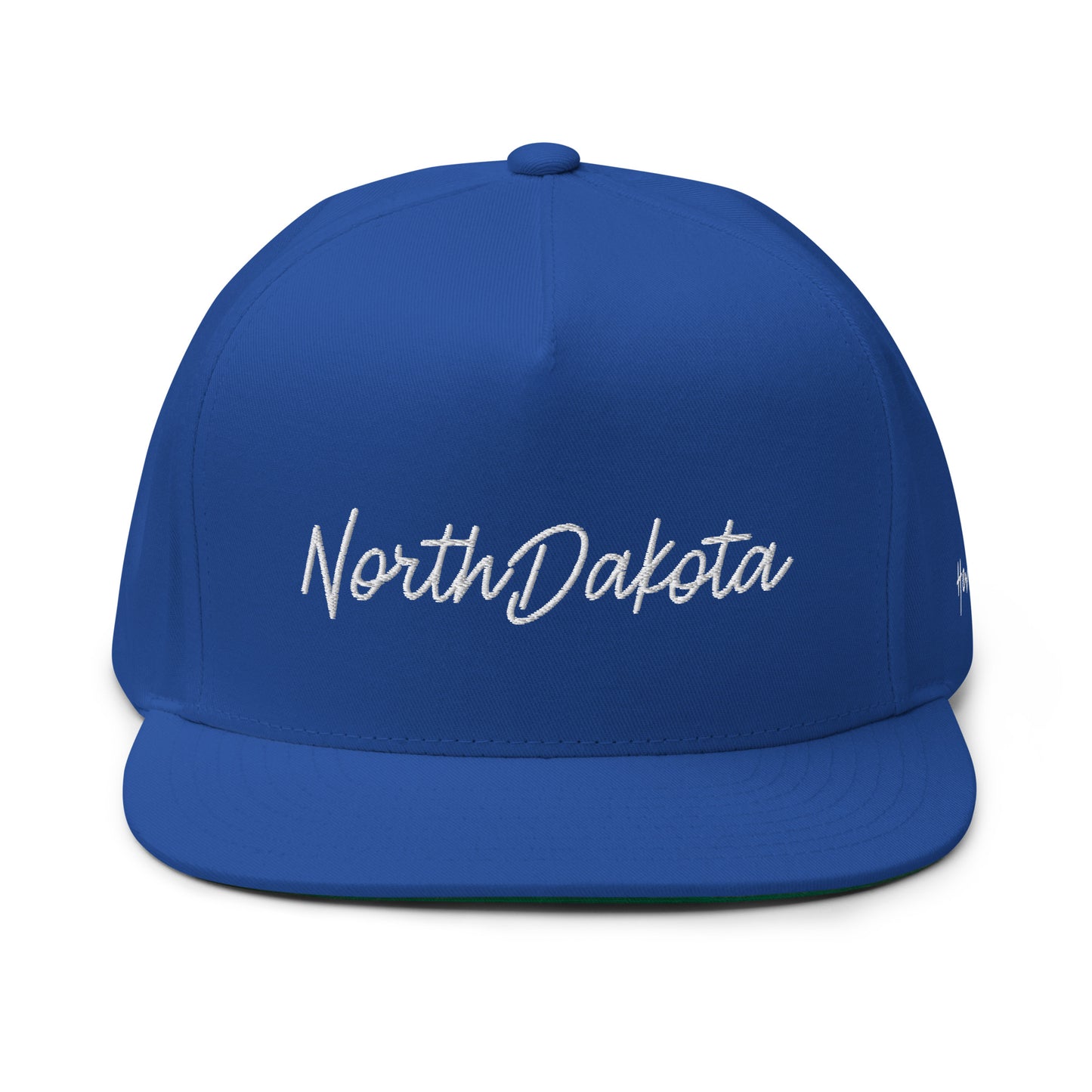 North Dakota Retro Script 5 Panel A-Frame Snapback Hat