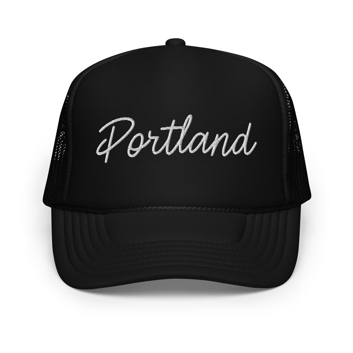 Portland Retro Script Foam 5 Panel A-Frame Snapback Trucker Hat