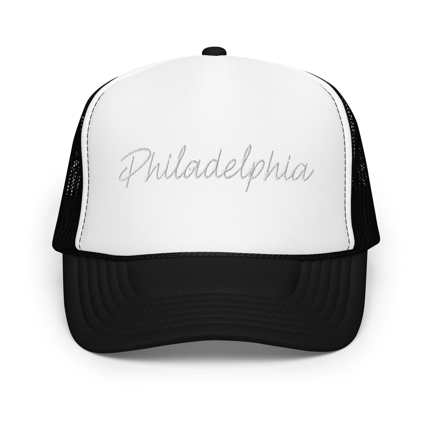 Philadelphia Retro Script Foam 5 Panel A-Frame Snapback Trucker Hat