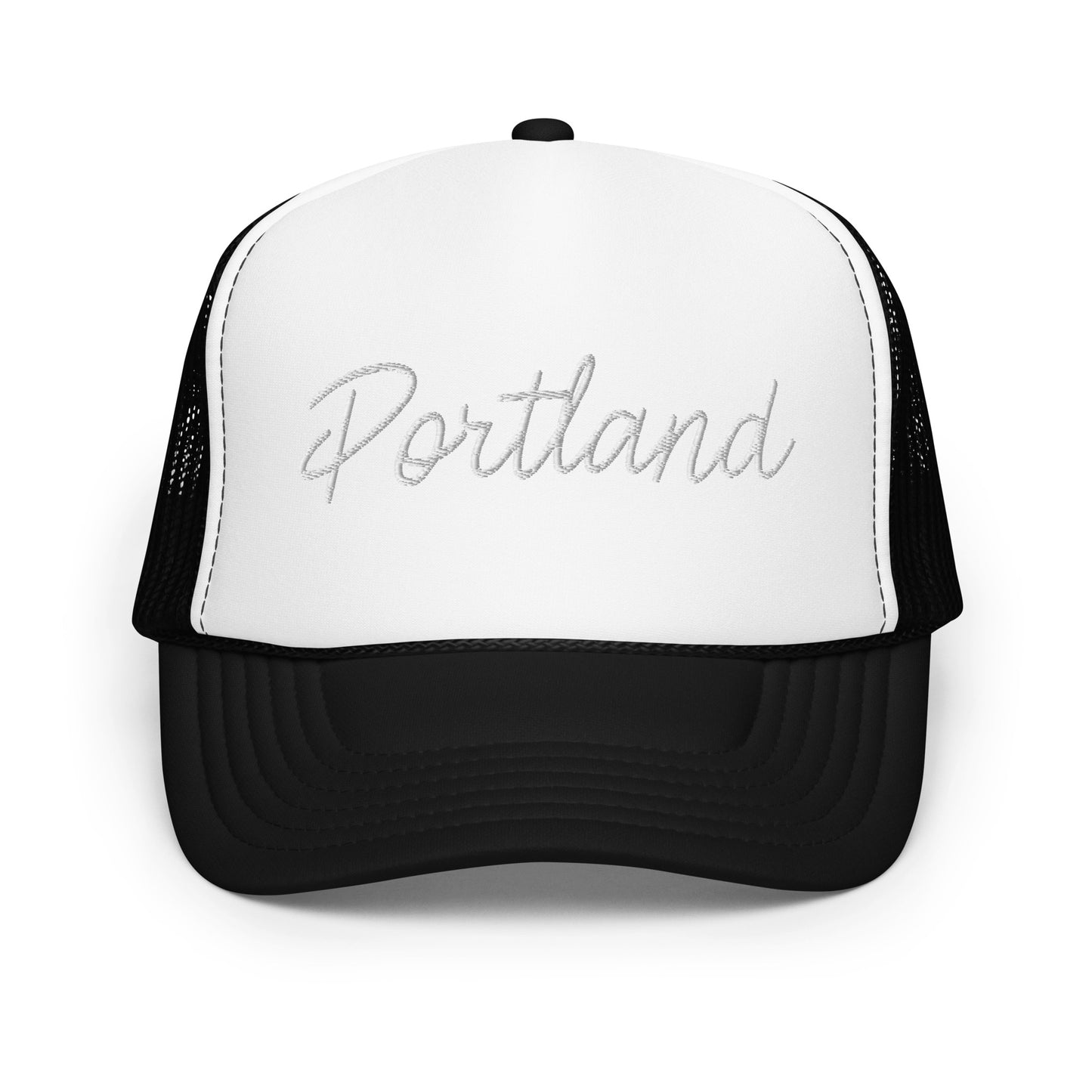 Portland Retro Script Foam 5 Panel A-Frame Snapback Trucker Hat