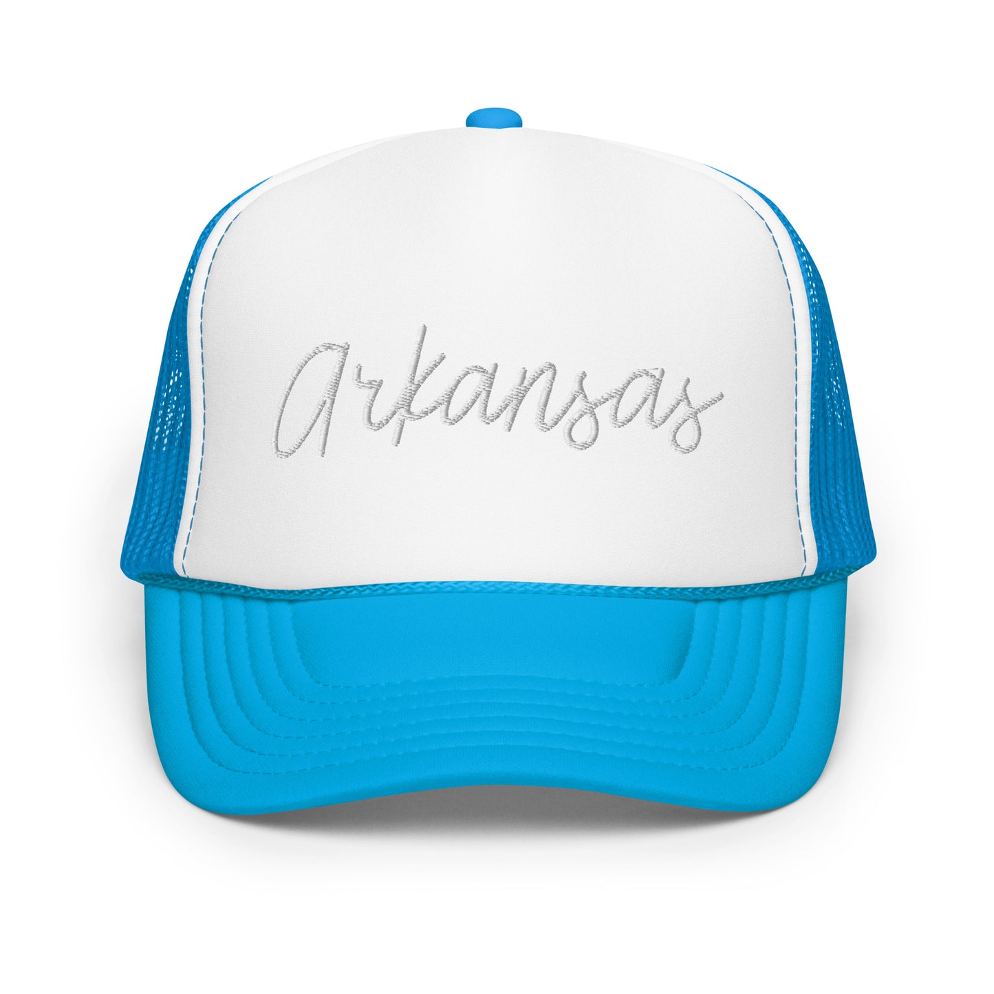 Arkansas Retro Script Foam 5 Panel A-Frame Snapback Trucker Hat