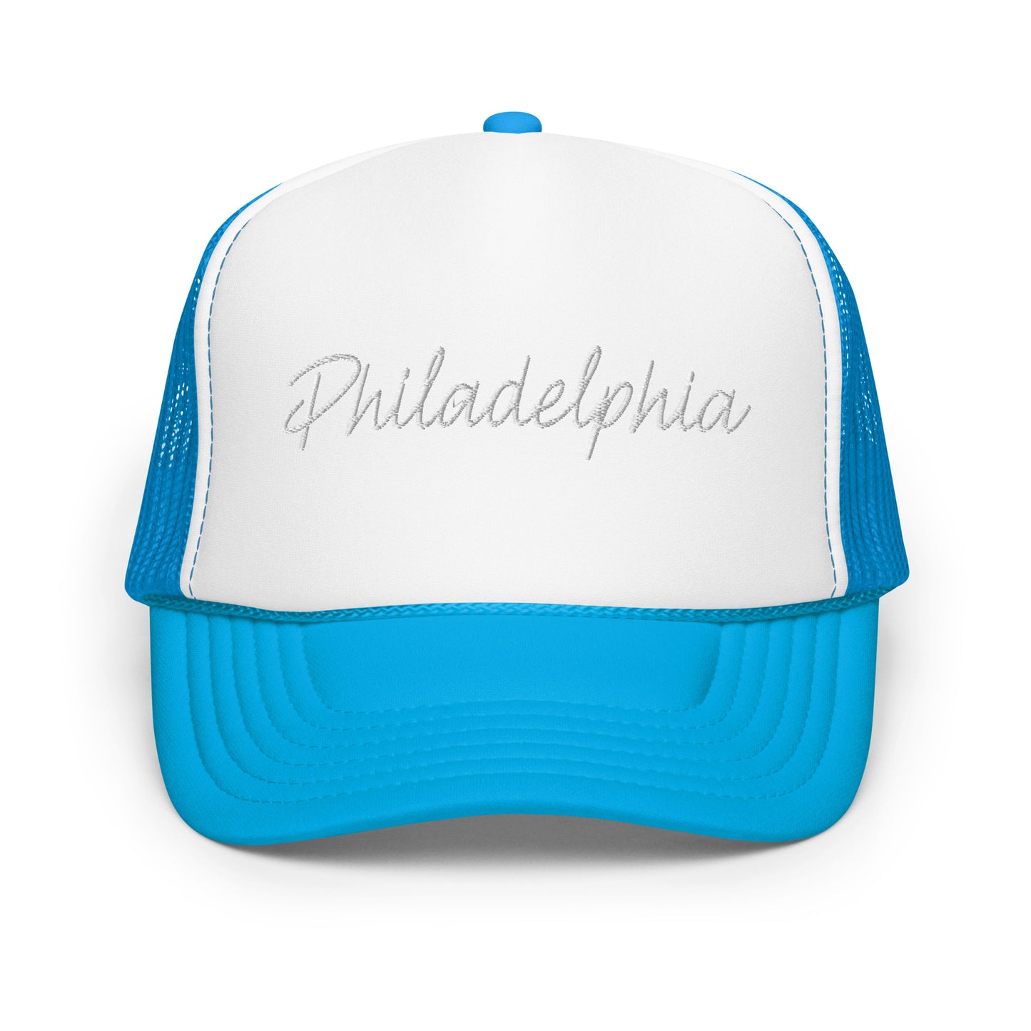 Philadelphia Retro Script Foam 5 Panel A-Frame Snapback Trucker Hat