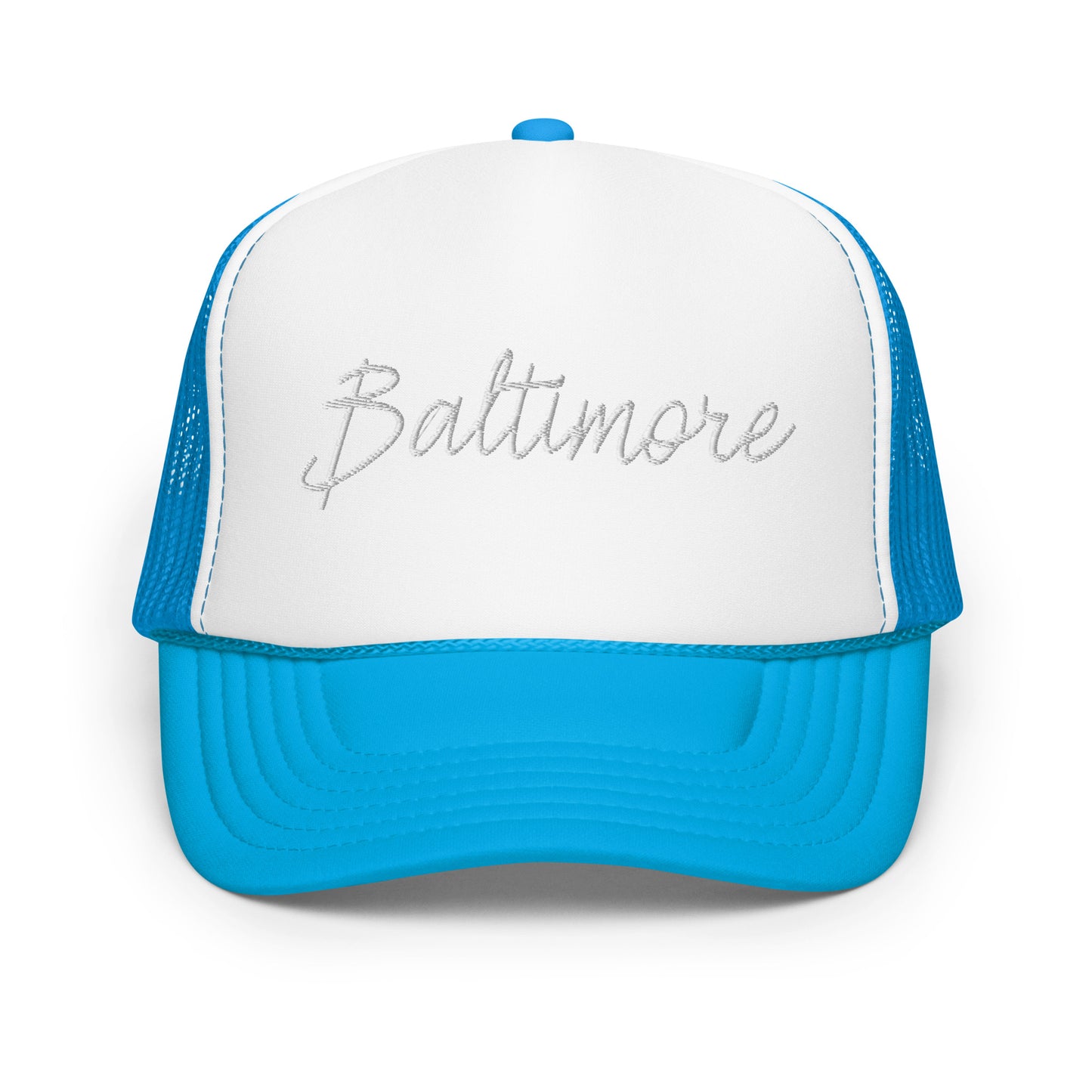 Baltimore Retro Script Foam 5 Panel A-Frame Snapback Trucker Hat