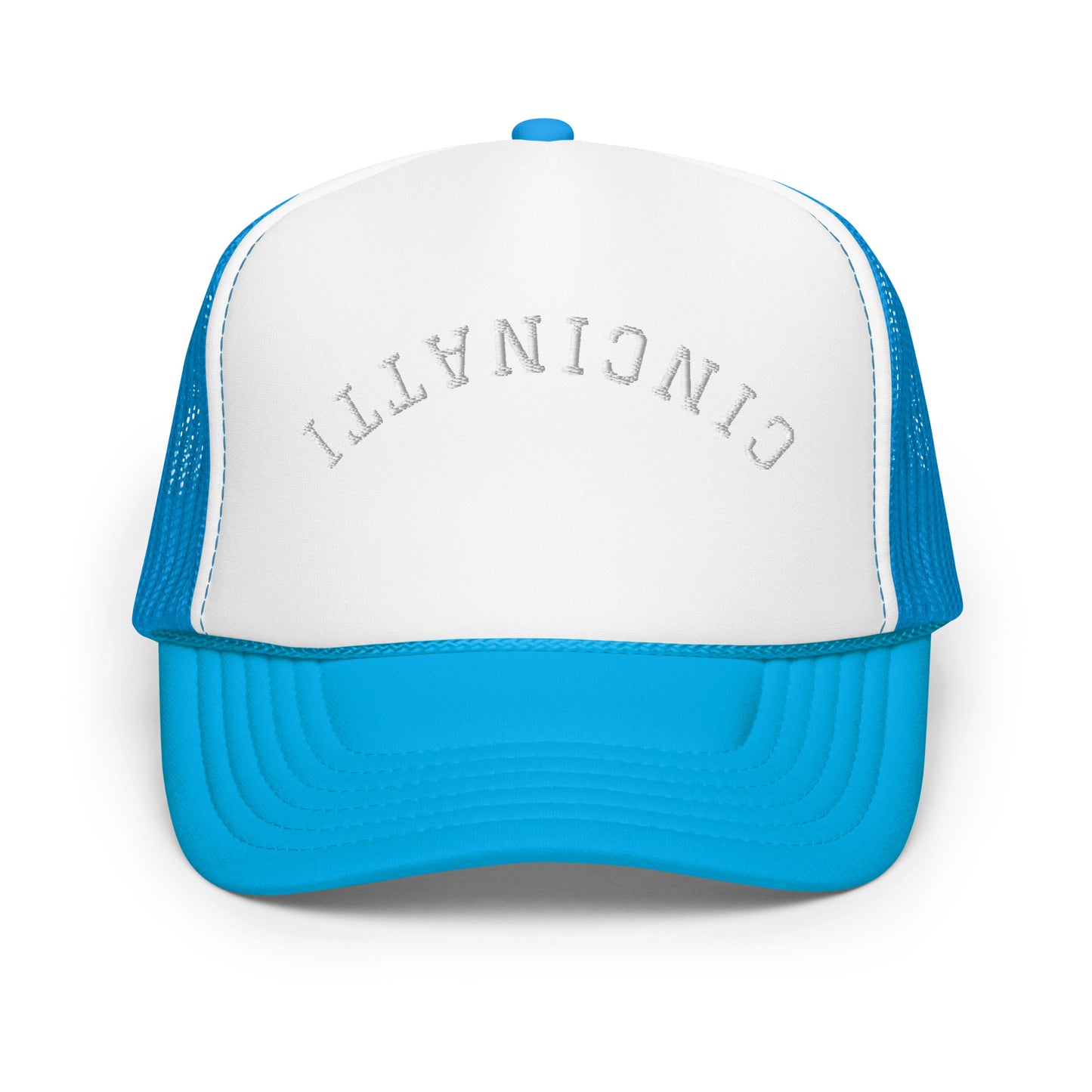 Cincinnati Upside Down Arch Foam 5 Panel A-Frame Snapback Trucker Hat