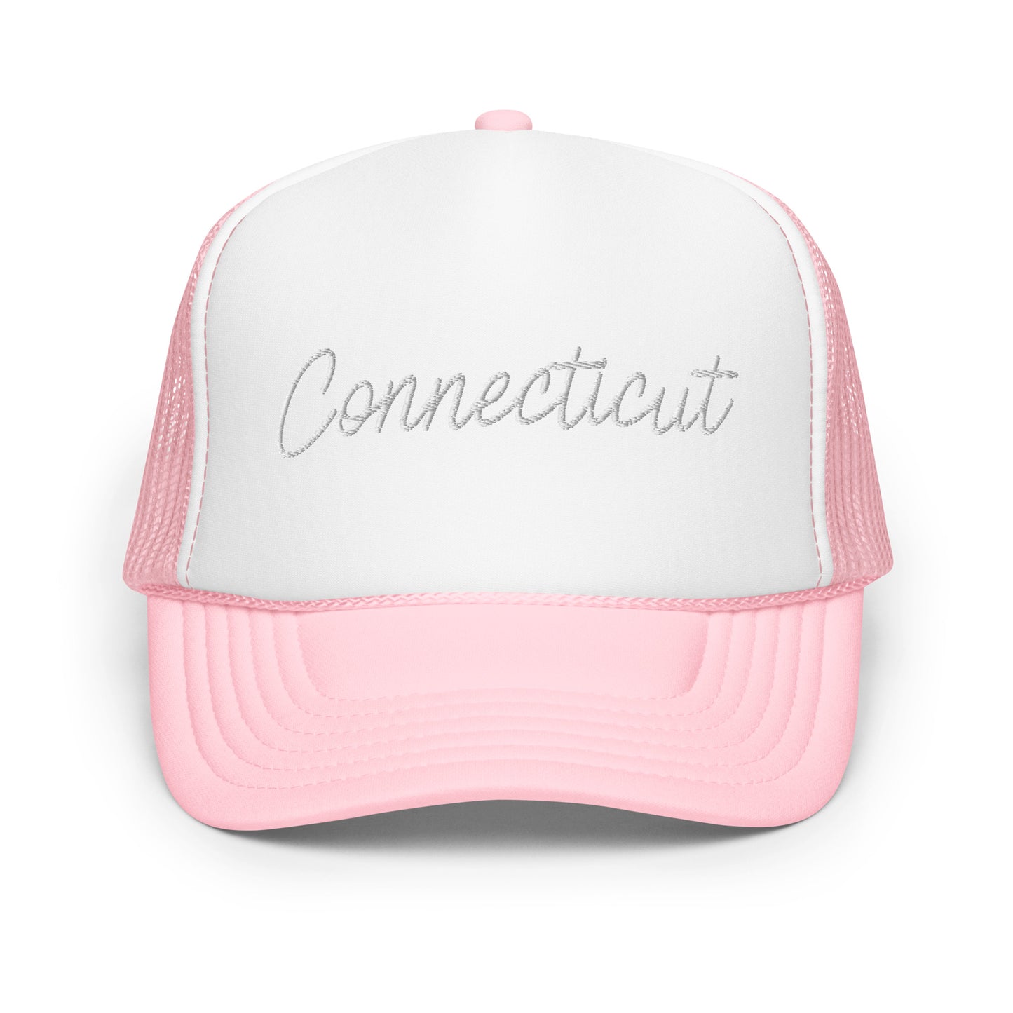 Connecticut Retro Script Foam 5 Panel A-Frame Snapback Trucker Hat