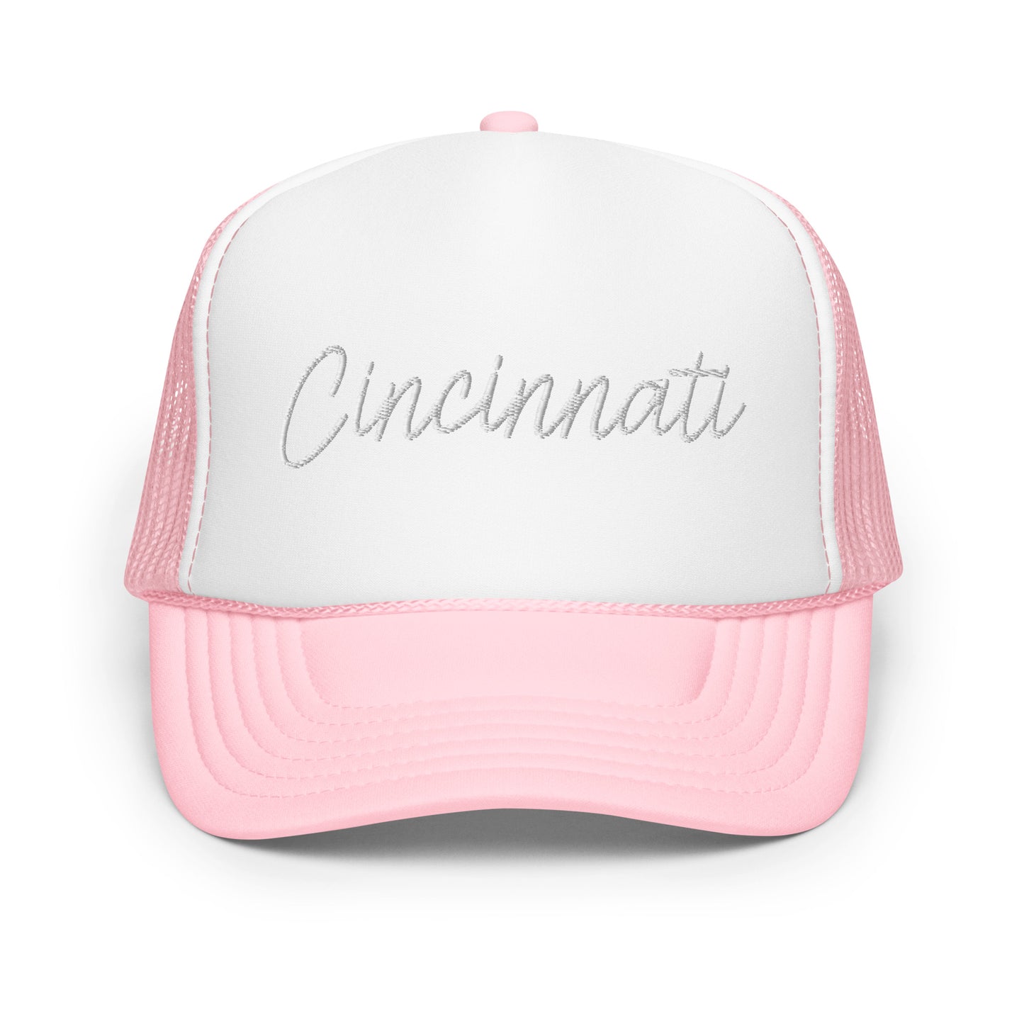 Cincinnati Retro Script Foam 5 Panel A-Frame Snapback Trucker Hat