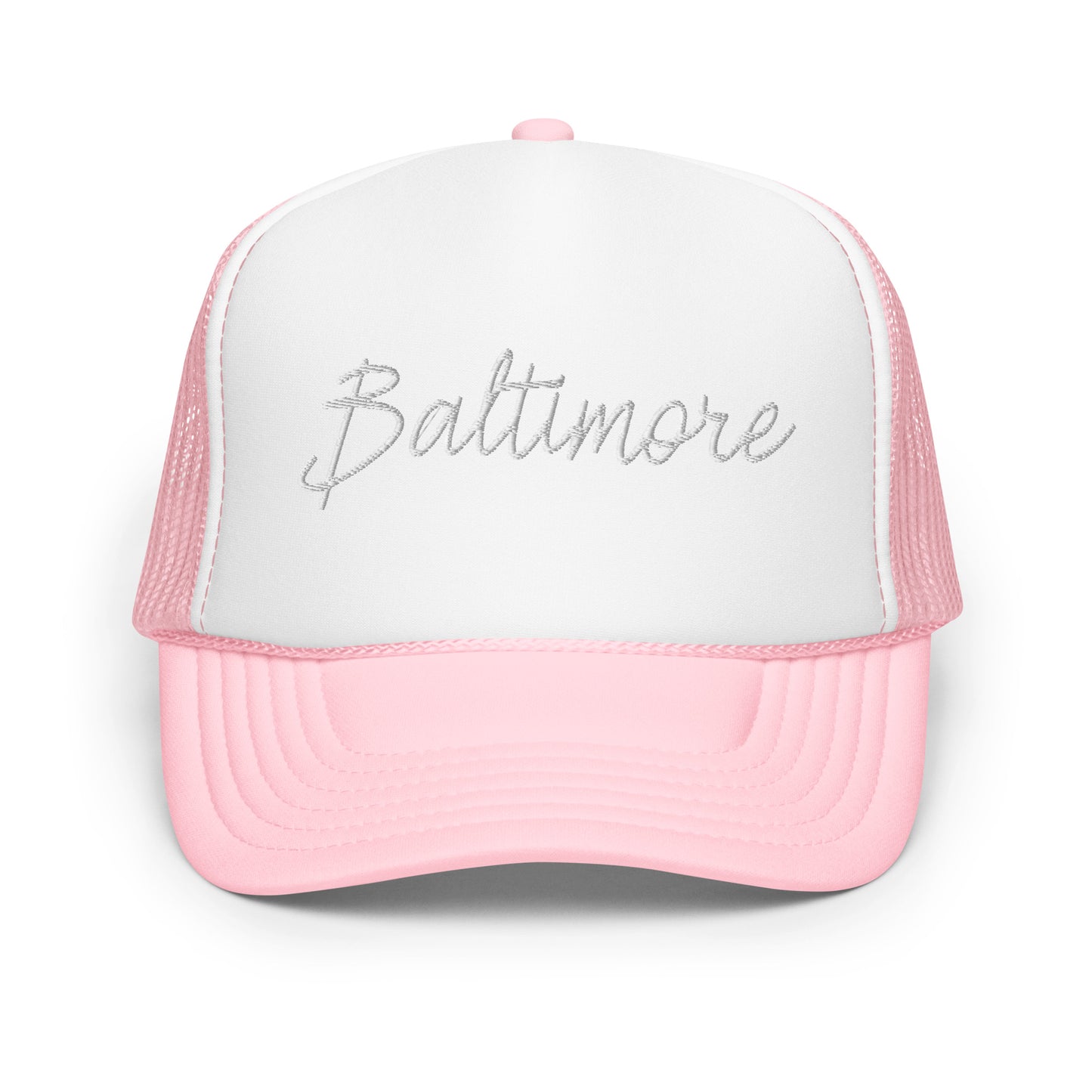 Baltimore Retro Script Foam 5 Panel A-Frame Snapback Trucker Hat