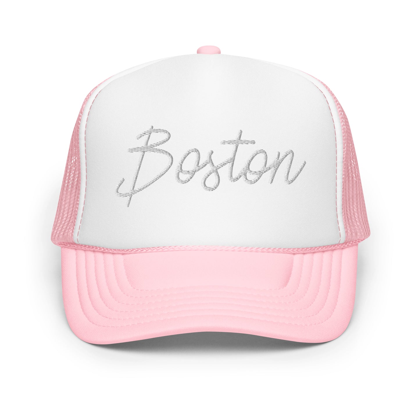 Boston Retro Script Foam 5 Panel A-Frame Snapback Trucker Hat