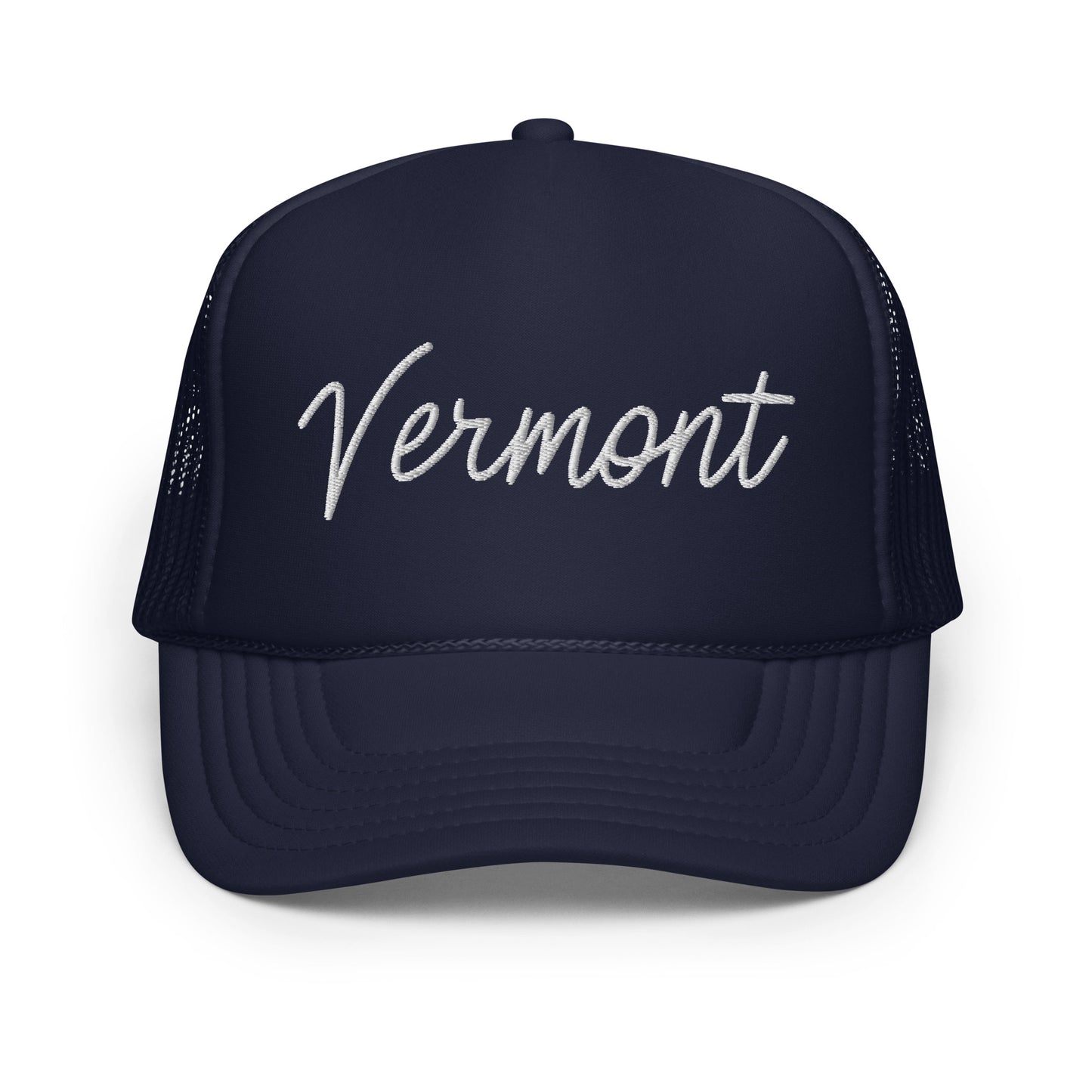 Vermont Retro Script Foam 5 Panel A-Frame Snapback Trucker Hat