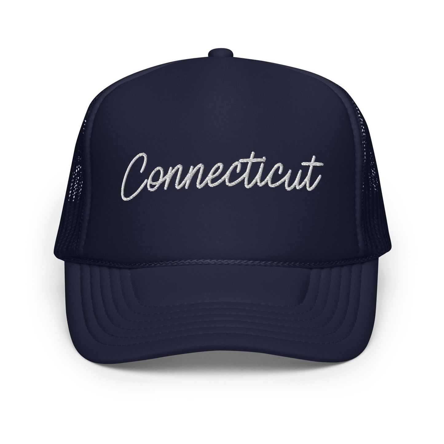 Connecticut Retro Script Foam 5 Panel A-Frame Snapback Trucker Hat
