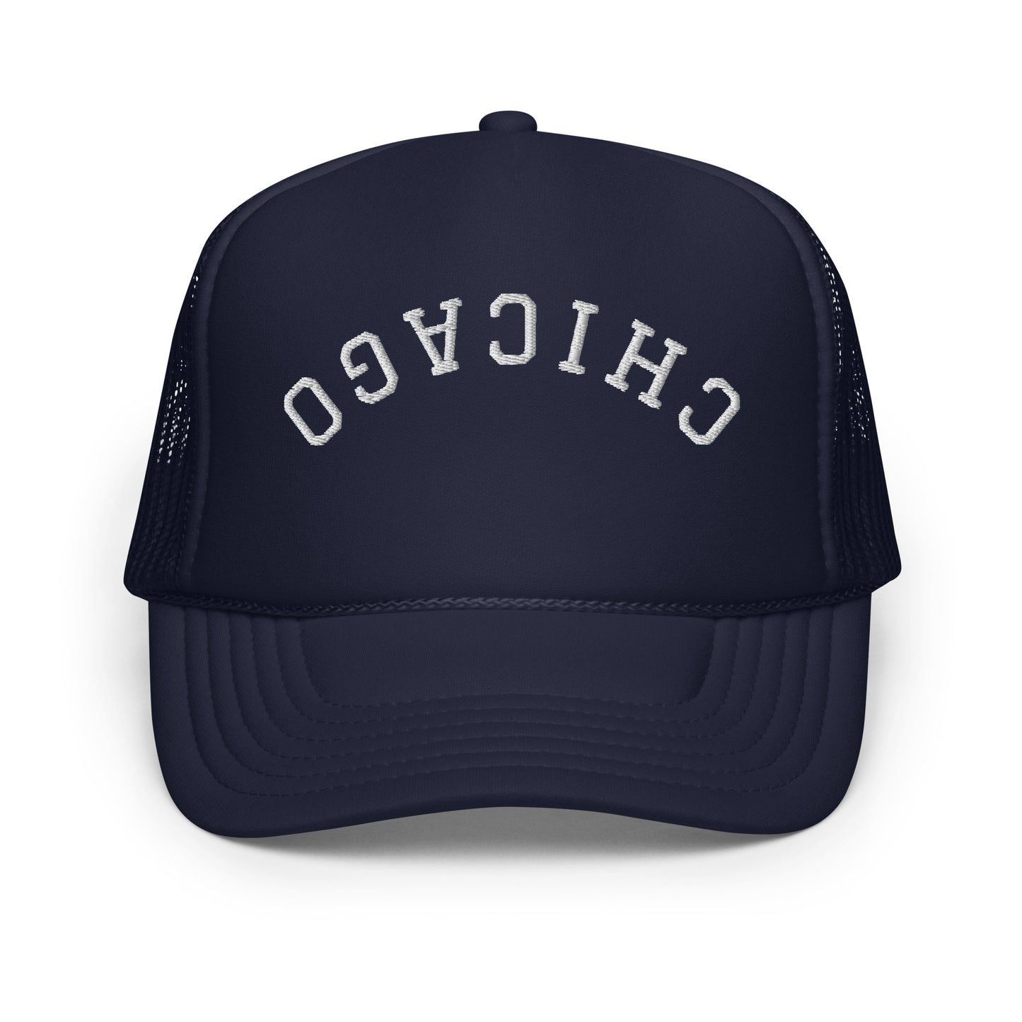 Chicago Upside Down Arch Foam 5 Panel A-Frame Snapback Trucker Hat