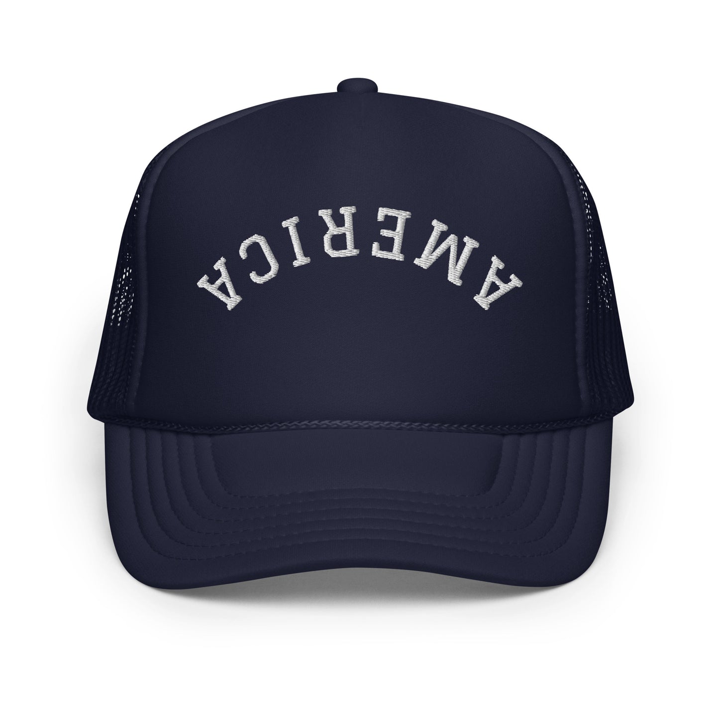 United States USA "America" Upside Down Arch Foam 5 Panel A-Frame Snapback Trucker Hat