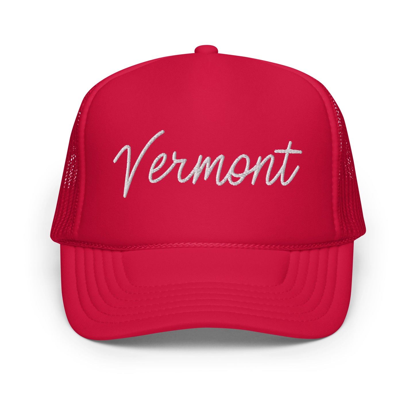 Vermont Retro Script Foam 5 Panel A-Frame Snapback Trucker Hat