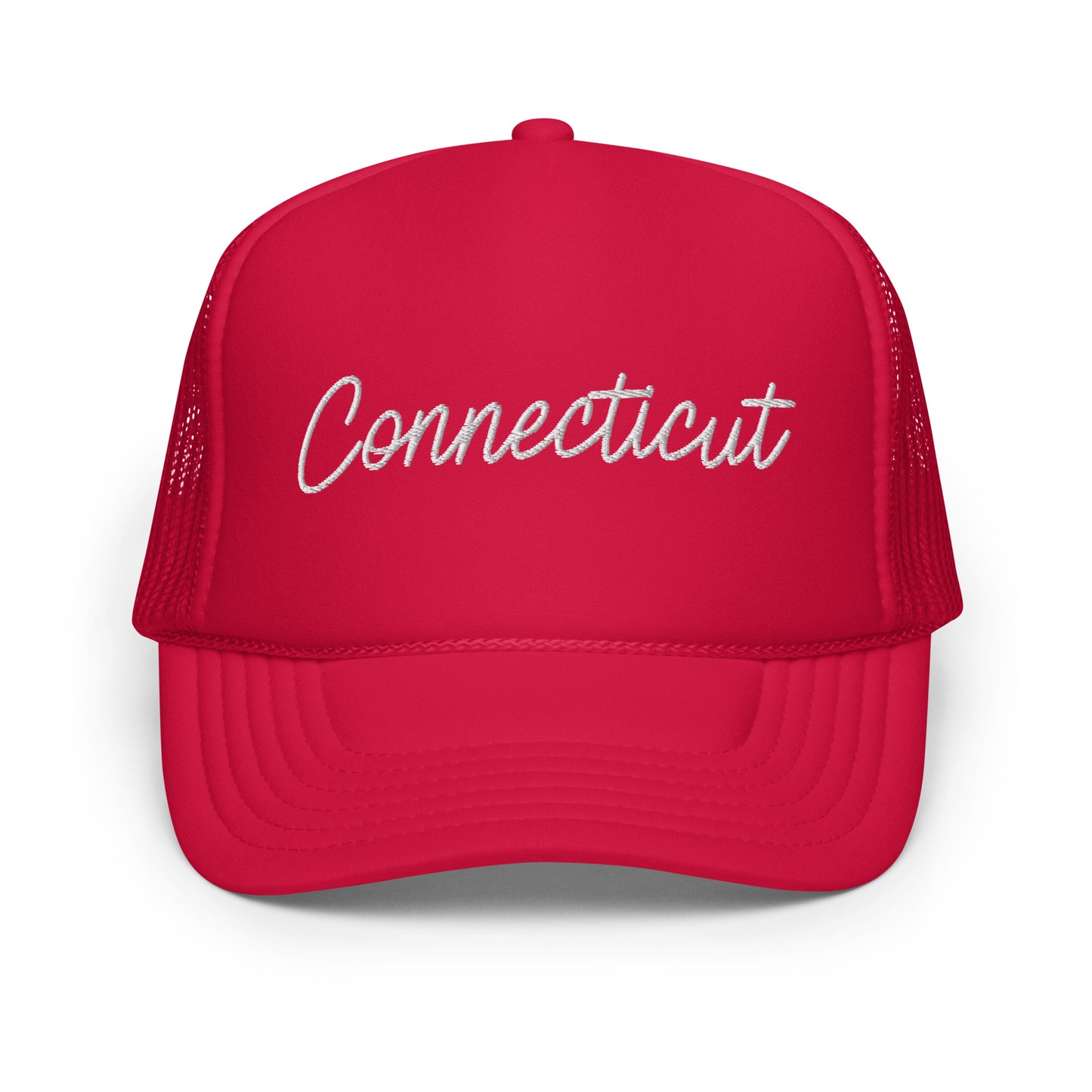Connecticut Retro Script Foam 5 Panel A-Frame Snapback Trucker Hat