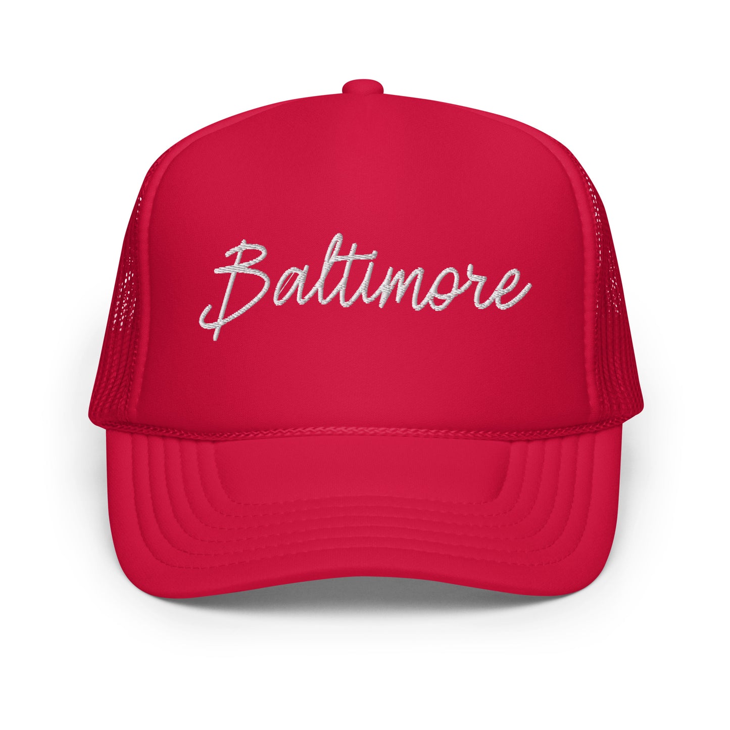 Baltimore Retro Script Foam 5 Panel A-Frame Snapback Trucker Hat
