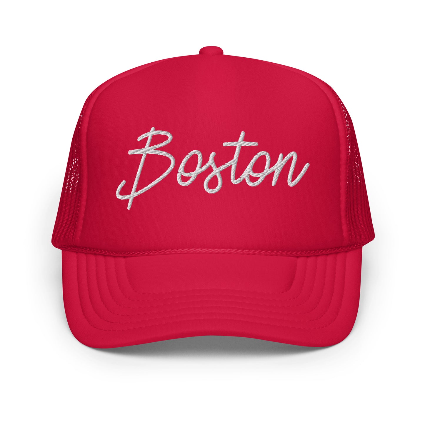 Boston Retro Script Foam 5 Panel A-Frame Snapback Trucker Hat