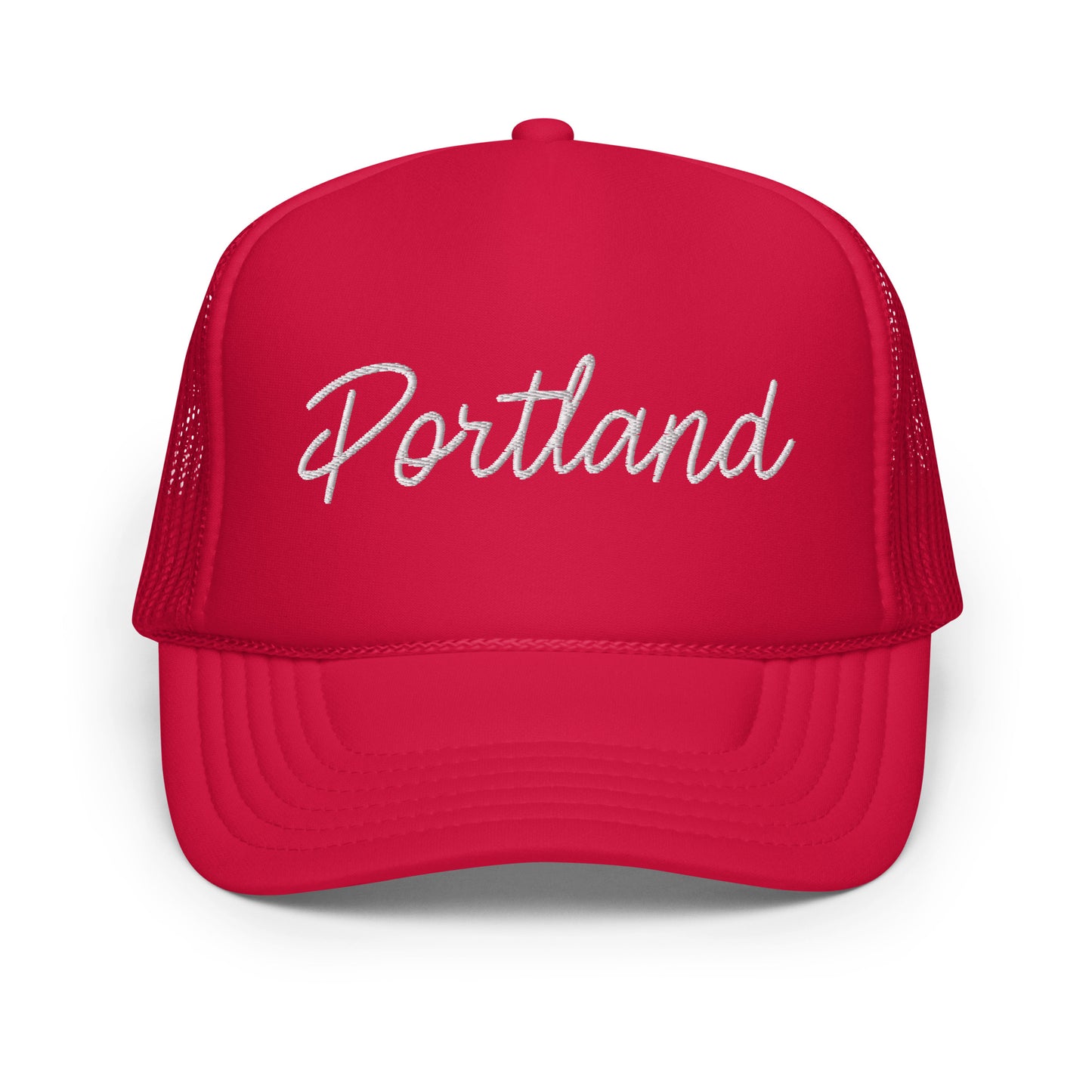 Portland Retro Script Foam 5 Panel A-Frame Snapback Trucker Hat