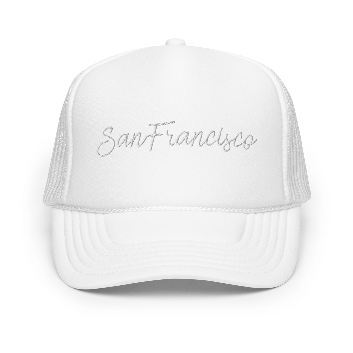 San Francisco Retro Script Foam 5 Panel A-Frame Snapback Trucker Hat