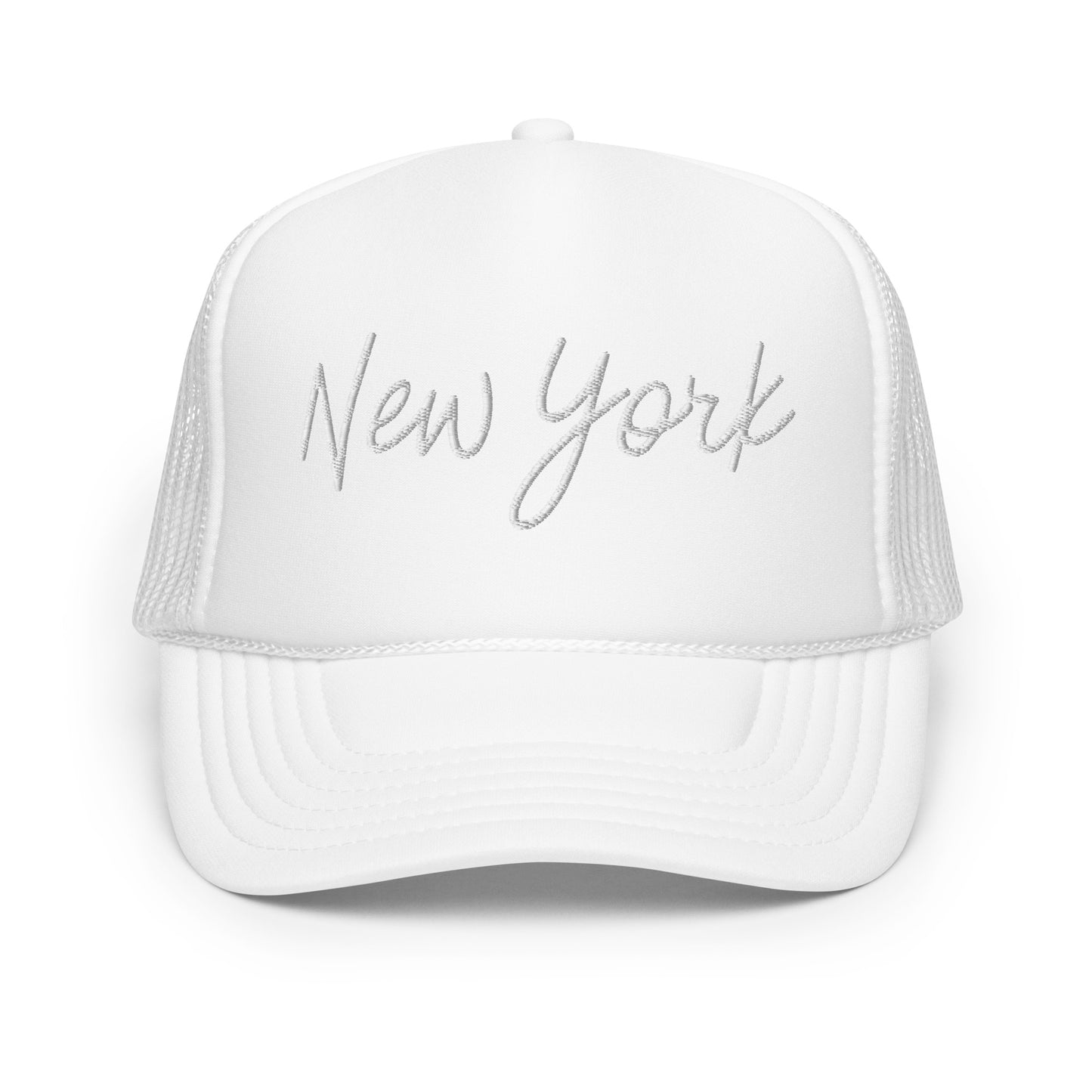 New York Retro Script Foam 5 Panel A-Frame Snapback Trucker Hat
