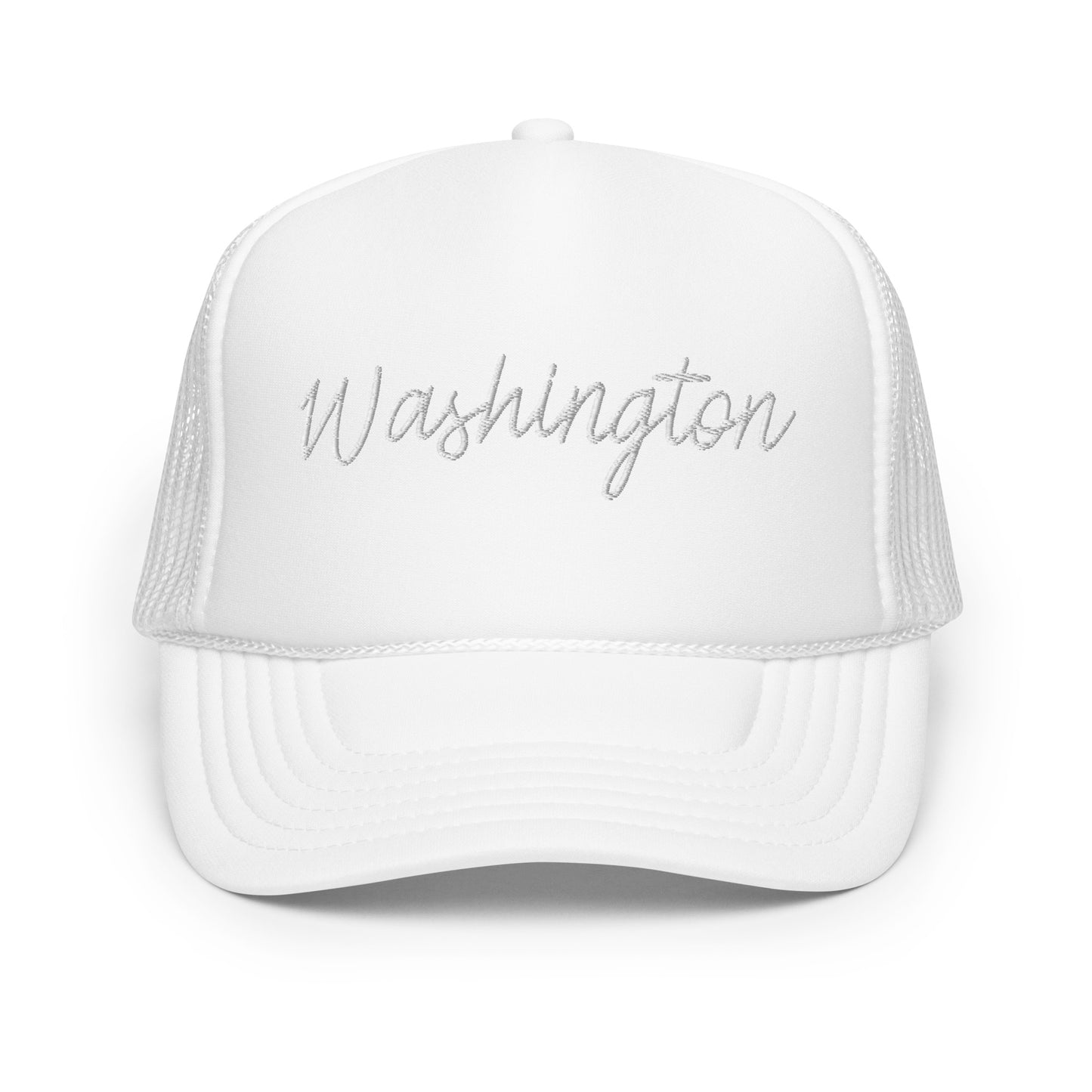 Washington Retro Script Foam 5 Panel A-Frame Snapback Trucker Hat