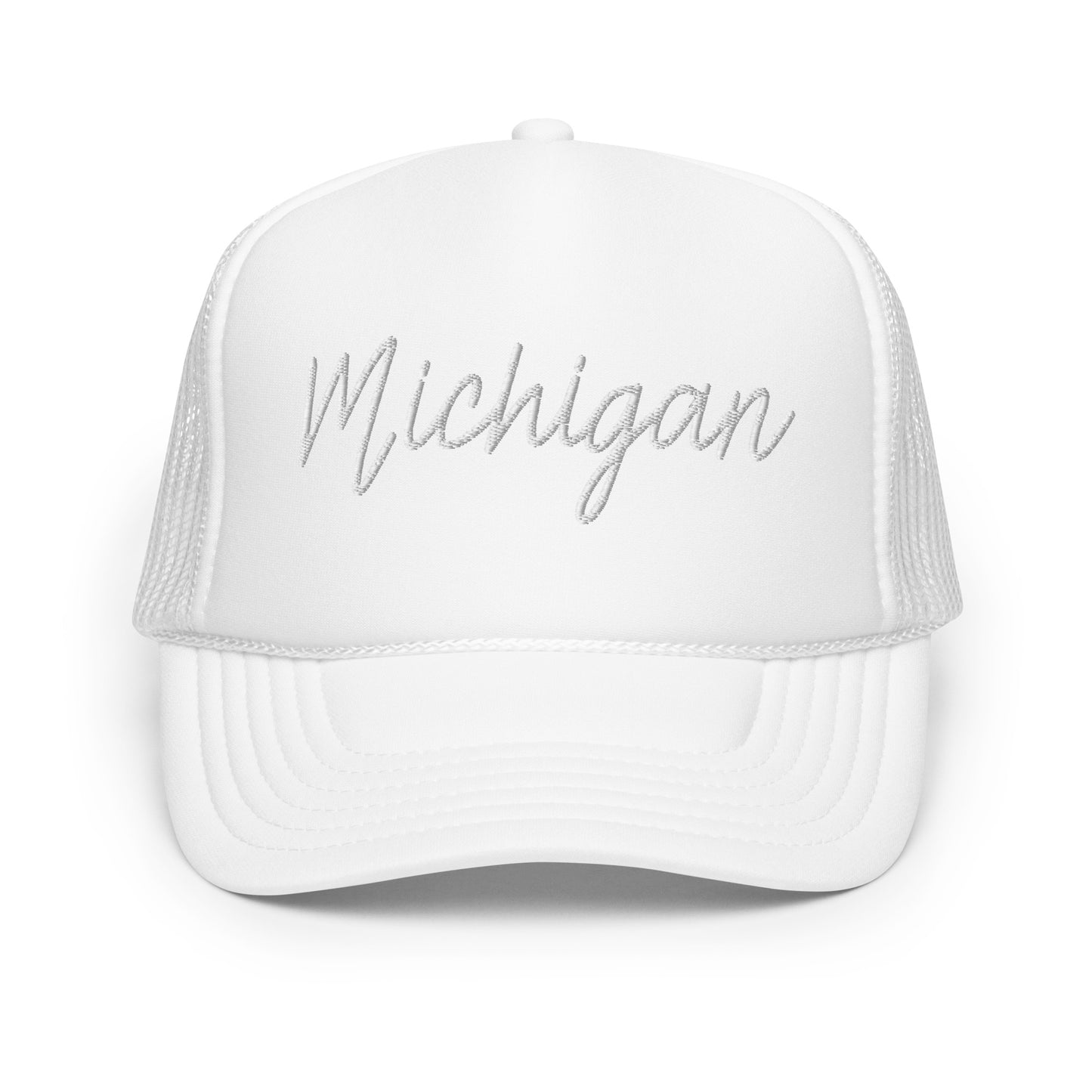 Michigan Retro Script Foam 5 Panel A-Frame Snapback Trucker Hat