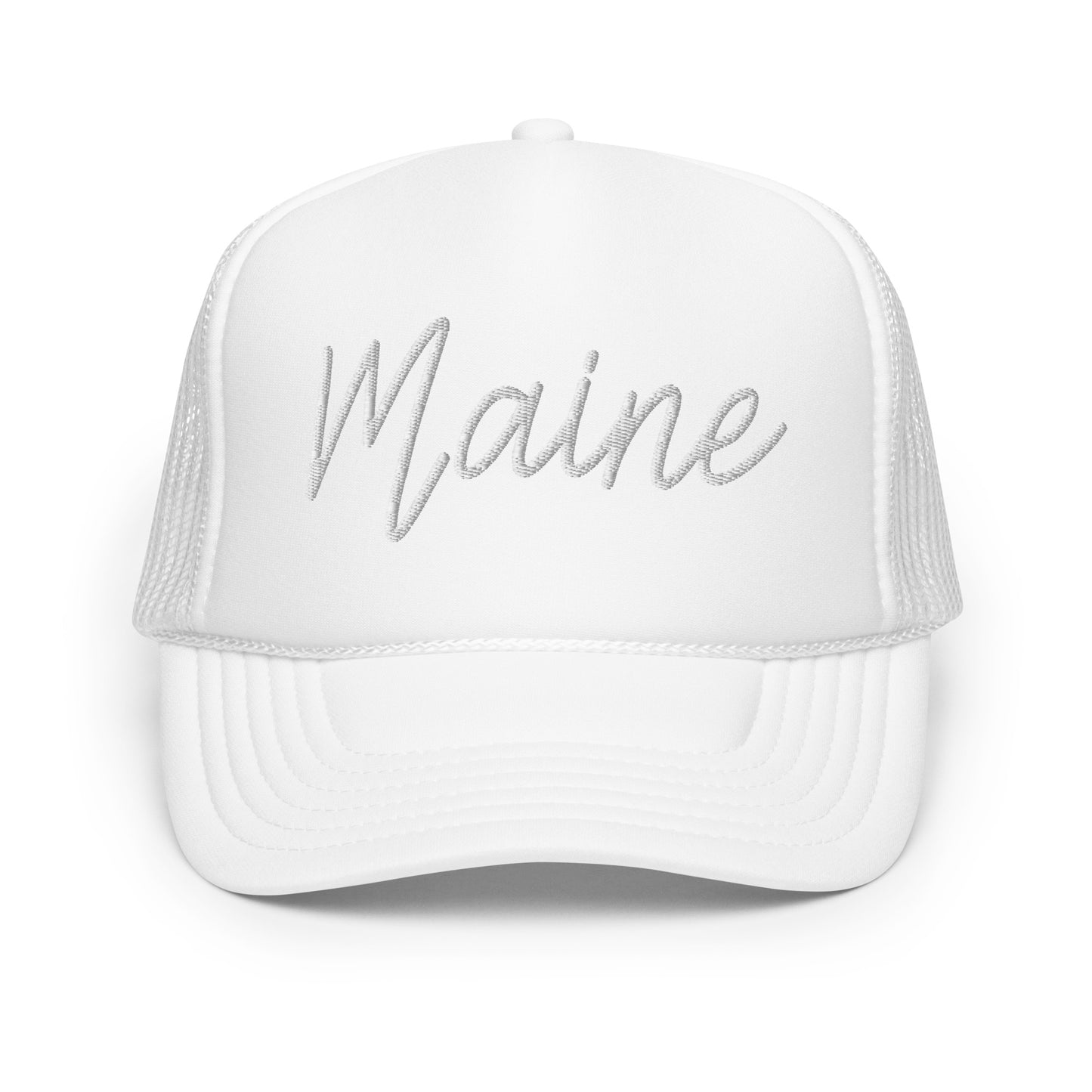 Maine Retro Script Foam 5 Panel A-Frame Snapback Trucker Hat