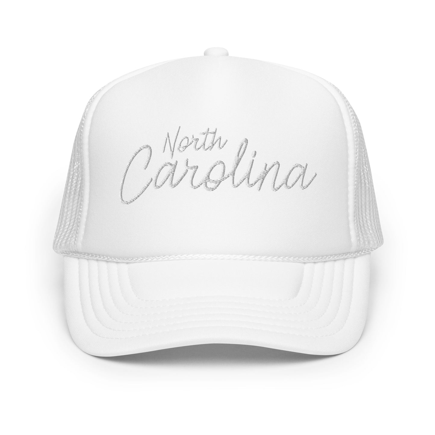 North Carolina Retro Script Foam 5 Panel A-Frame Snapback Trucker Hat
