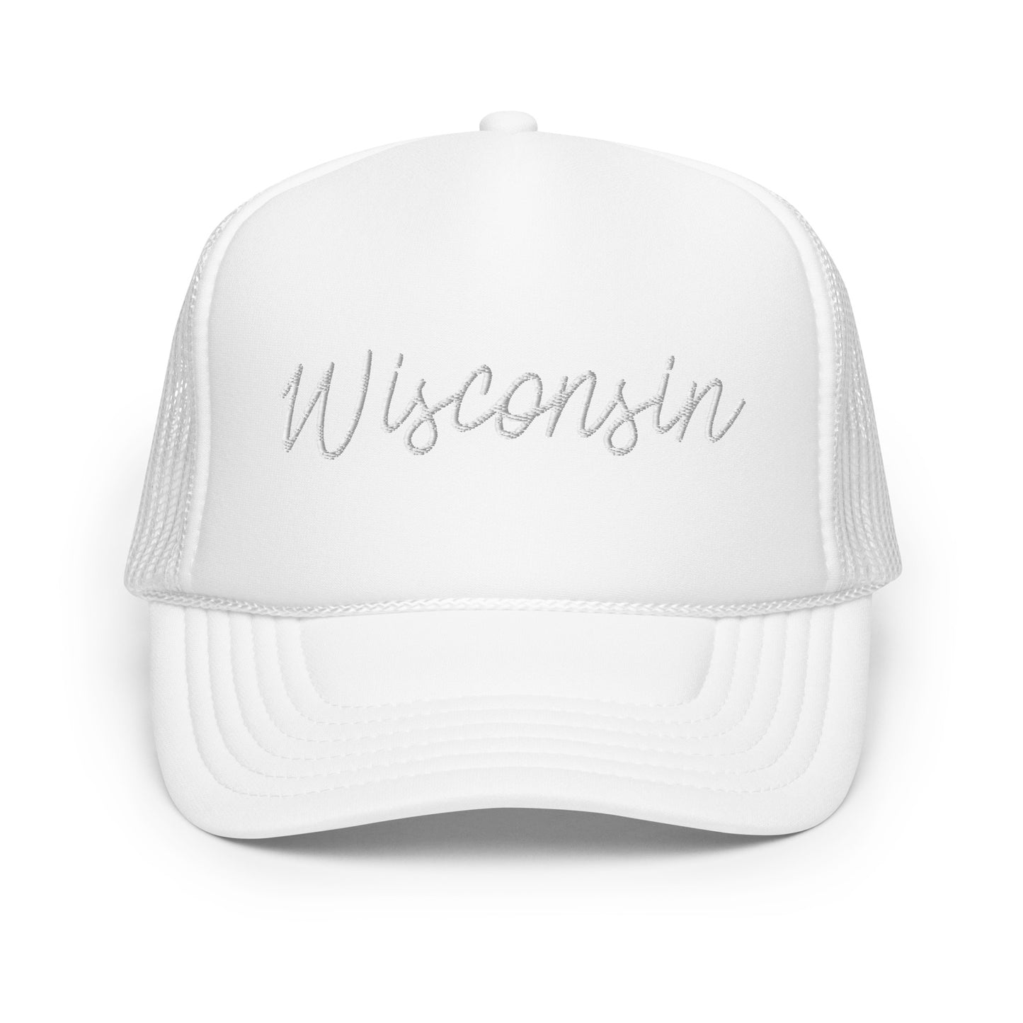 Wisconsin Retro Script Foam 5 Panel A-Frame Snapback Trucker Hat