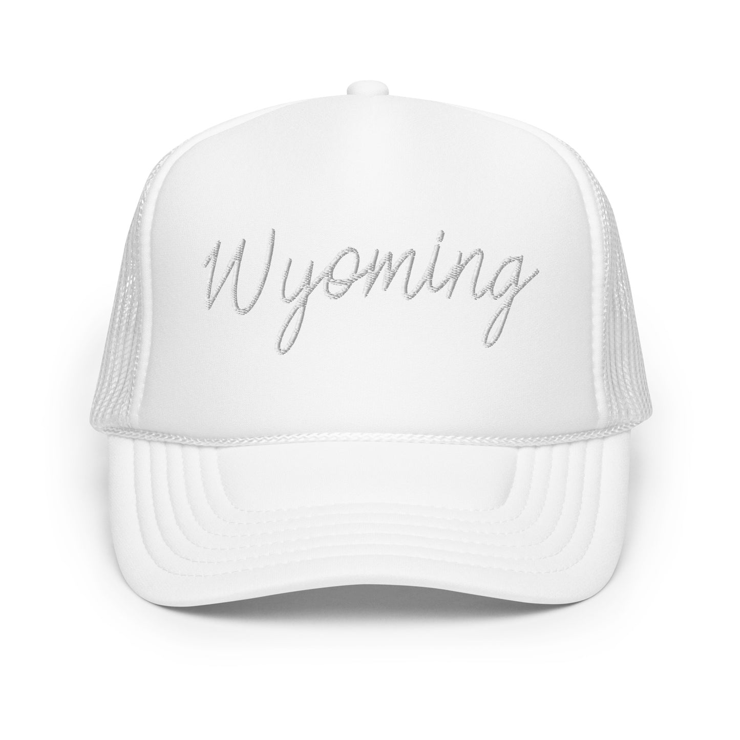 Wyoming Retro Script Foam 5 Panel A-Frame Snapback Trucker Hat